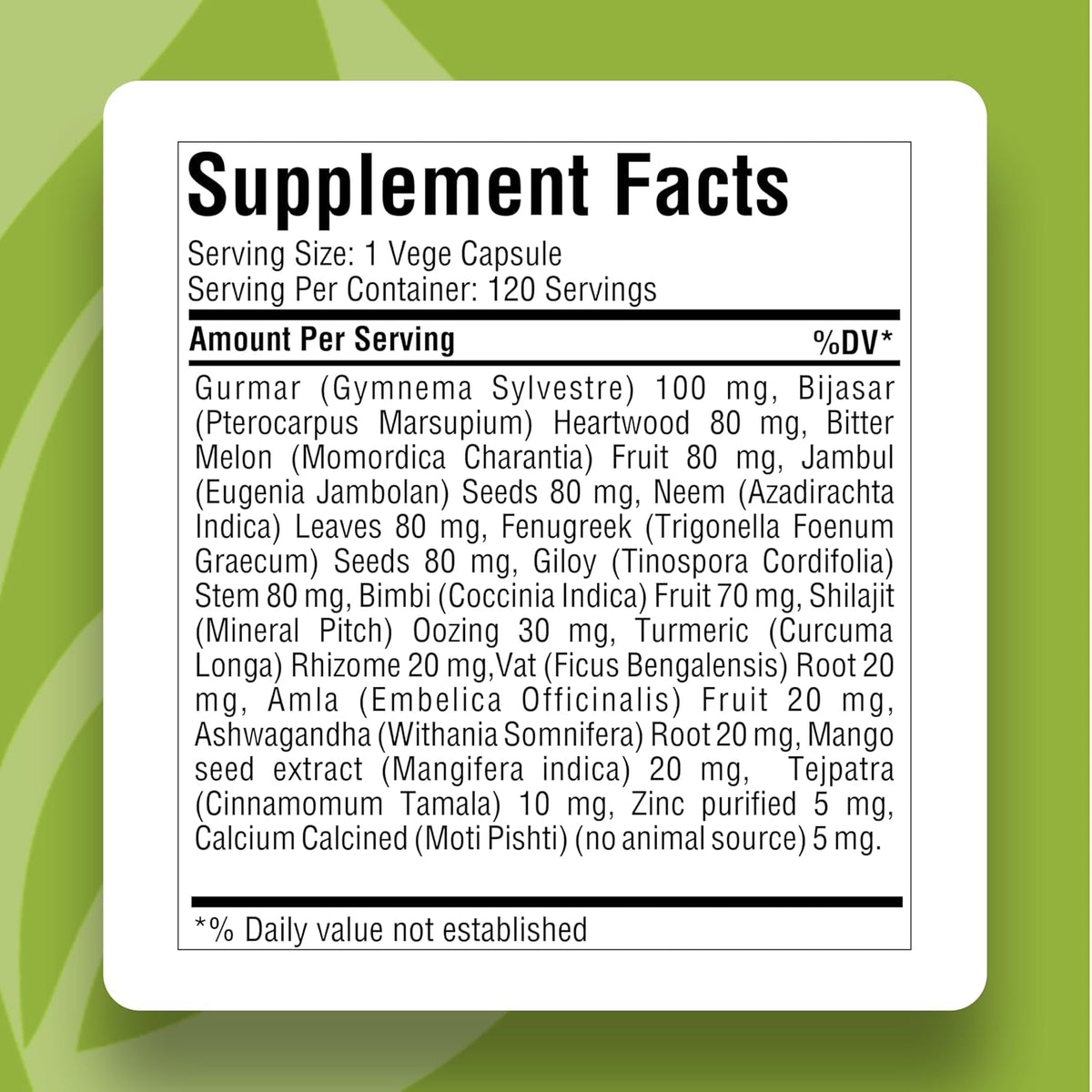 Herbsforever Gluco Health-Supports Blood Sugar-Glucose Carb Control& Cravings with Gymnema Sylvestre75%, Shilajit,Turmeric, Amla,Cinnamomum + 17Ayurvedic Herb Extracts |120Vegcapsule |800Mg