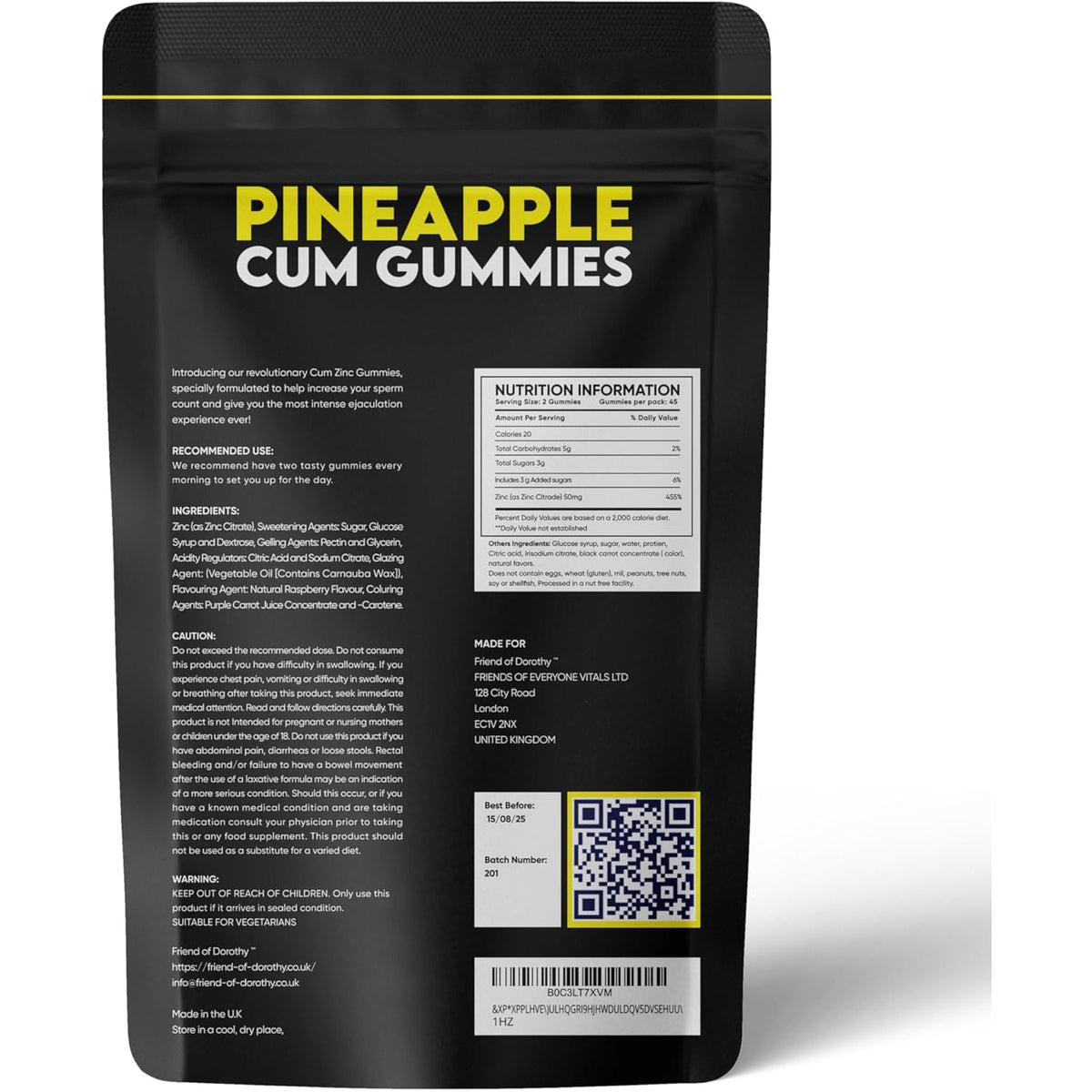 Pineapple C*M Gummies Improves Sperm Volume and Load Semen Volume Supplement - 60 Capsules - 1 Month Supply
