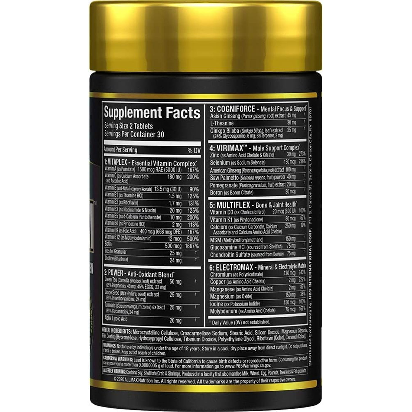 ALLMAX Nutrition Premium Vitaform, Performance Vitamin for Men, 60 Tablets