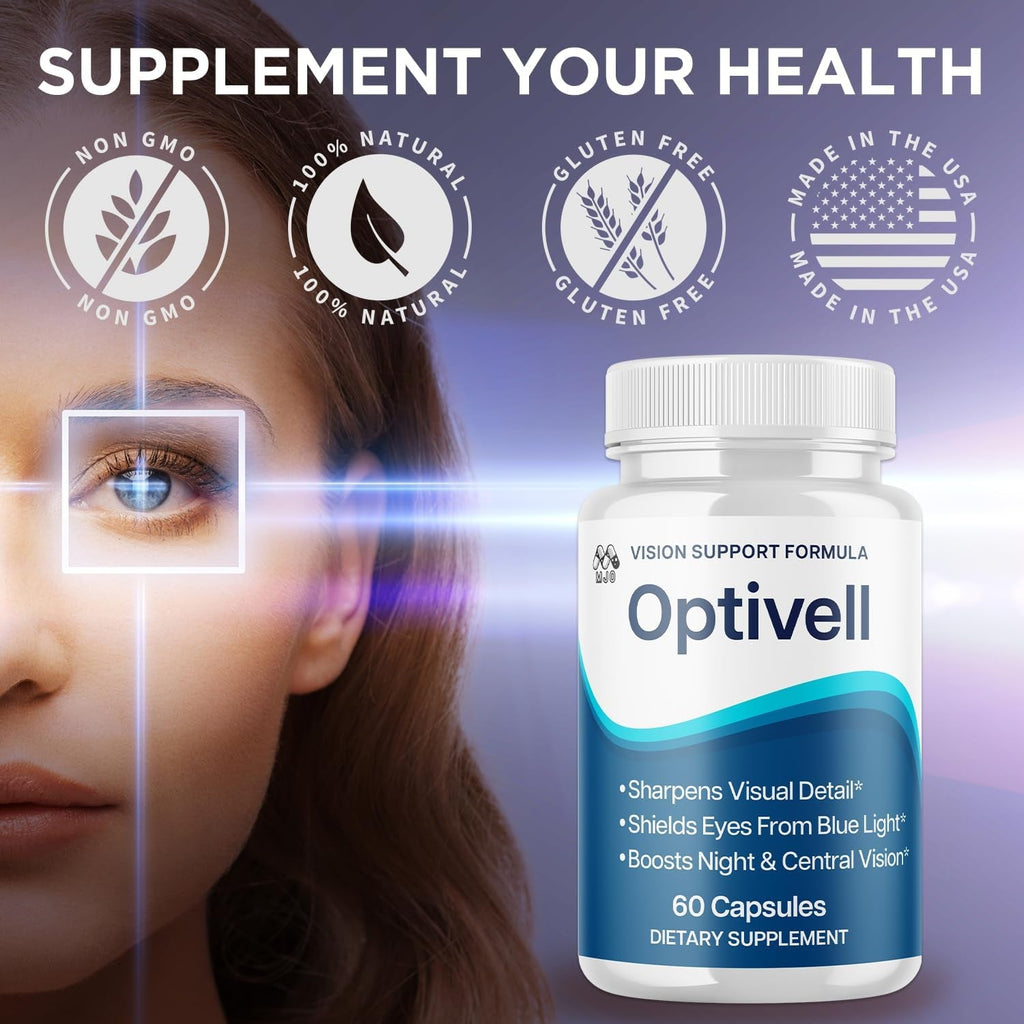 Optivell Eye Capsules, Official Optivell Eye Vitamin Pills with All Natural Ingredients, Advanced Vision Formula Supplement Pills Supporting Ocular Health and Wellness Naturally (60 Capsules)