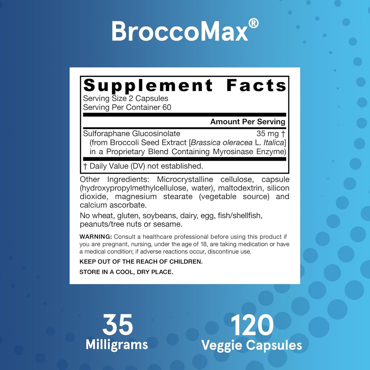 Jarrow Formulas Broccomax Sulforaphane Generator 35 Mg, Sulforaphane Glucosinolate & Myrosinase, Broccoli Seed Supplement for Liverhealth Support, 120 Delayed Release Veggie Capsules, 60 Day Supply