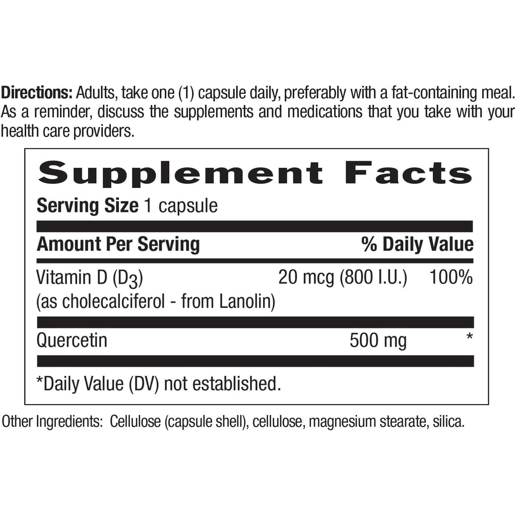Country Life Quercetin 500Mg Capsules with Vitamin D3 800 IU – Immune Support Supplement for Adults – Daily Immune Boosters – Quercetin Immune System Boost, 90 Capsules