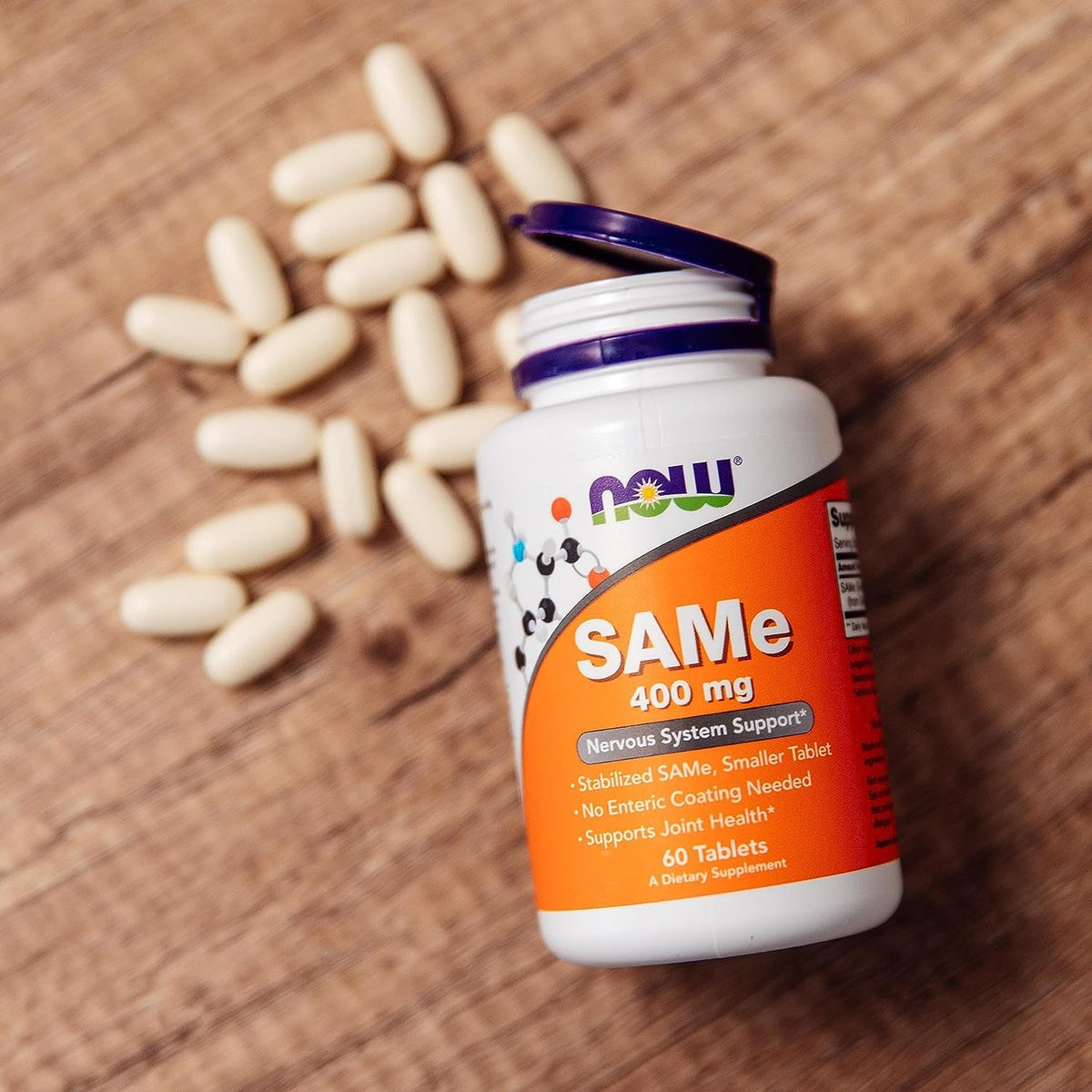 NOW Foods Supplements, Same (S-Adenosyl-L-Methionine) 400 Mg, Nervous System Support*, 60 Tablets