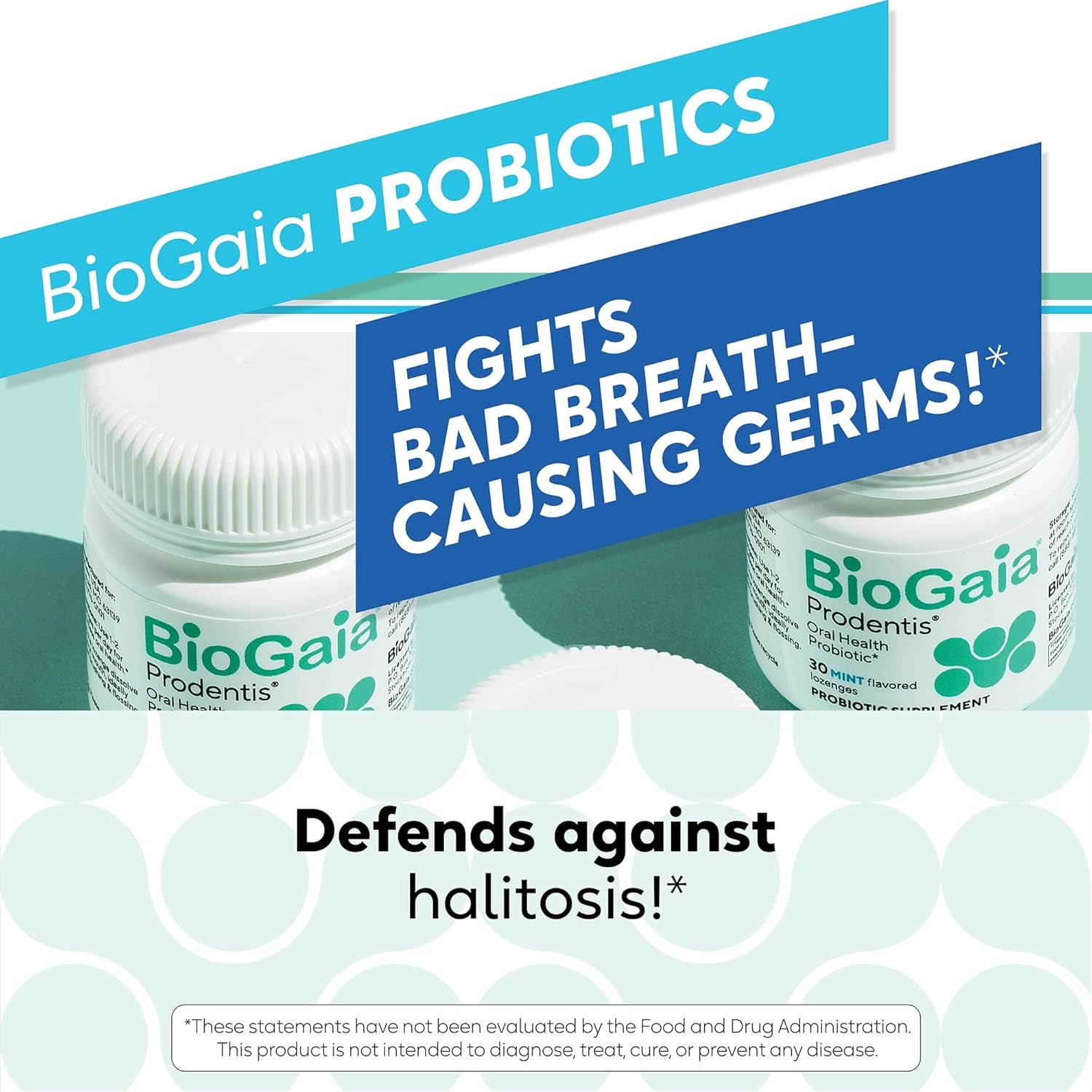 Biogaia Prodentis | Oral Probiotics | Promotes Healthy Gums & Teeth | Defends against Bad Breath & Dental Problems | Improves Oral Health | Mint Flavored | 30 Dental Probiotic Lozenges