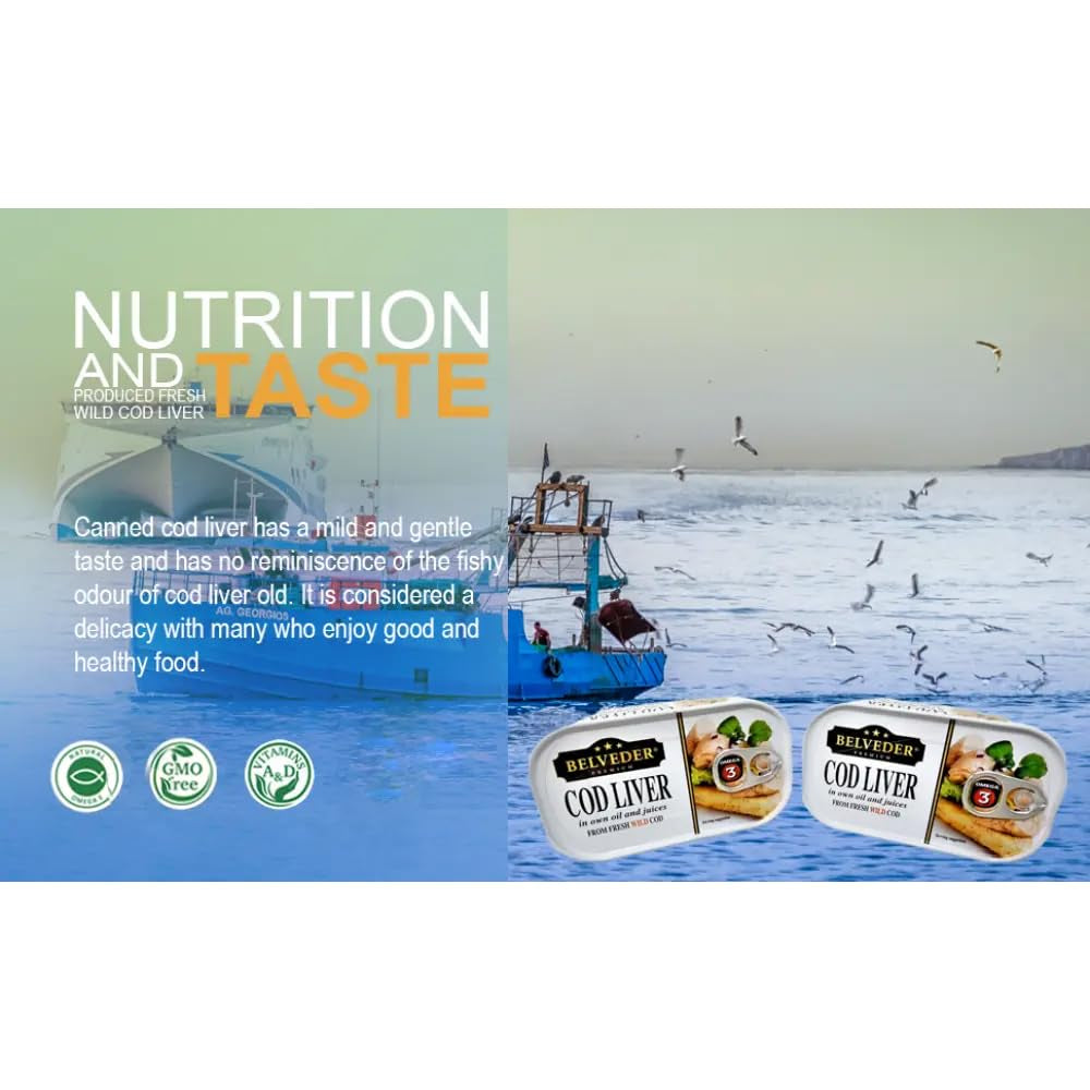 Belveder Wild Cod Liver 120G Can from Iceland (6 - PACK)