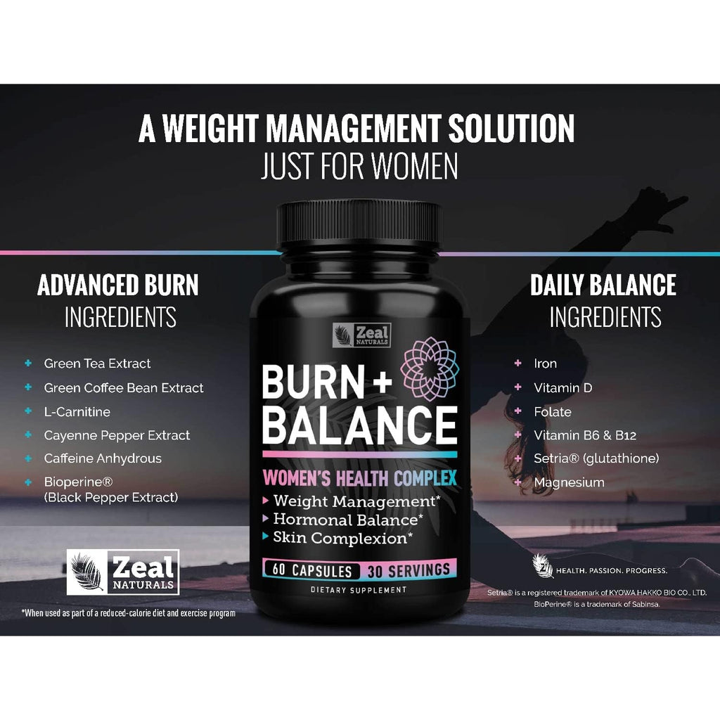 Zeal Naturals Weight Loss Support for Women + Daily Balance Vitamins (Iron, Vitamin D, Setria®, Folate) Premium Diet Support Pills for Women+ Multivitamin and Hormone Support