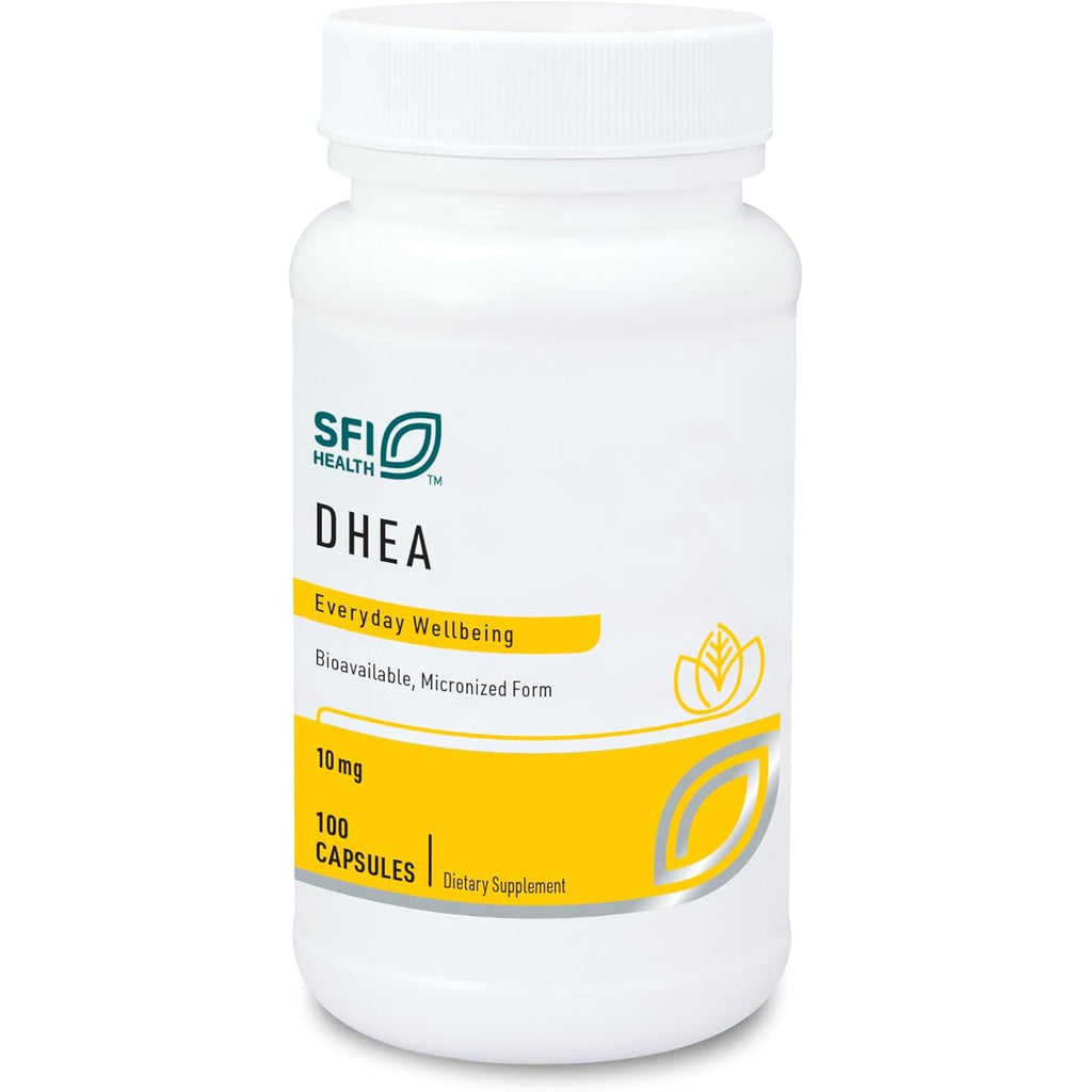 SFI Health Klaire Labs DHEA 10Mg - Dehydroepiandrosterone Derived from Wild Yam - Micronized for Superior Absorption - Soy-Free, Hypoallergenic Supplement for Men & Women (100 Capsules)