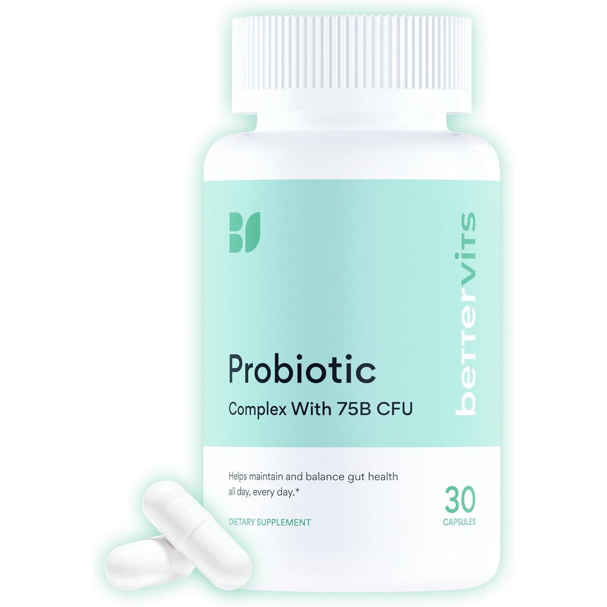 Bettervits Probiotics for Women & Men – 75 Billion CFU | Digestive Health and Gut Support Prebiotic | 14 Clinically Studied Strains with Vitamin B12, Lactobacillus and Inulin Fiber | 30 Capsules