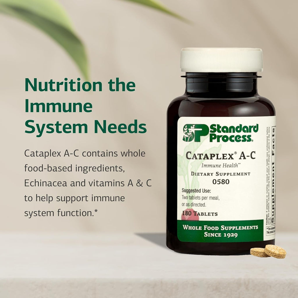Standard Process Cataplex A-C - Supplement for Immune & Healthy Cell Support with Vitamins C & a - Aids Eye Health - Contains Ingredients with Antioxidant Activity - 180 Tablets (90 Servings)