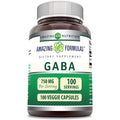 Amazing Formulas GABA Supplement | 750 Mg per Serving | 100 Veggie Capsules | Non-Gmo | Gluten-Free | Made in USA | Ideal for Vegetarians