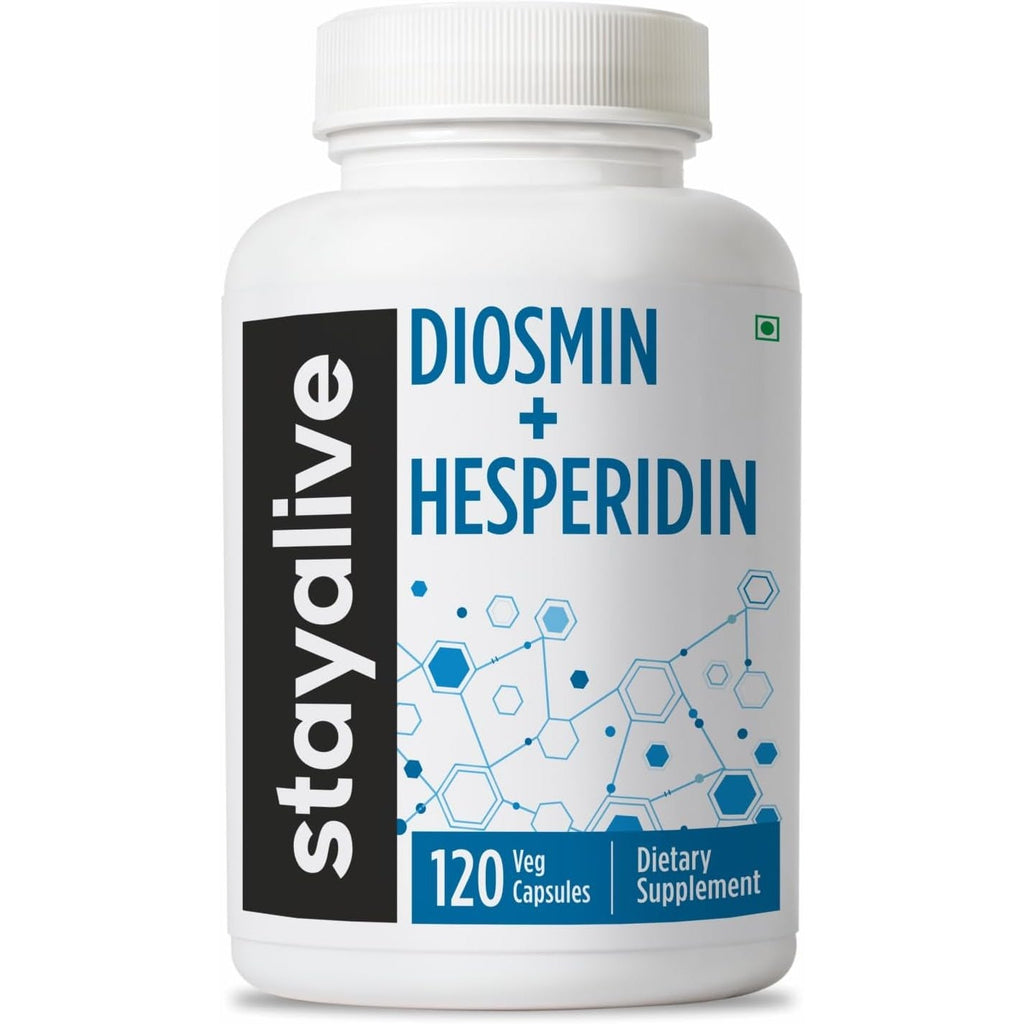 STAY ALIVE Diosmin Hesperidin 1000Mg Complex, 120 Count, Citrus Bioflavonoids Rich Fruit Extract, 2 Month Supply, 100% Vegetarian, Non-Gmo & Gluten Free Hesperidin and Diosmin Supplement Capsules