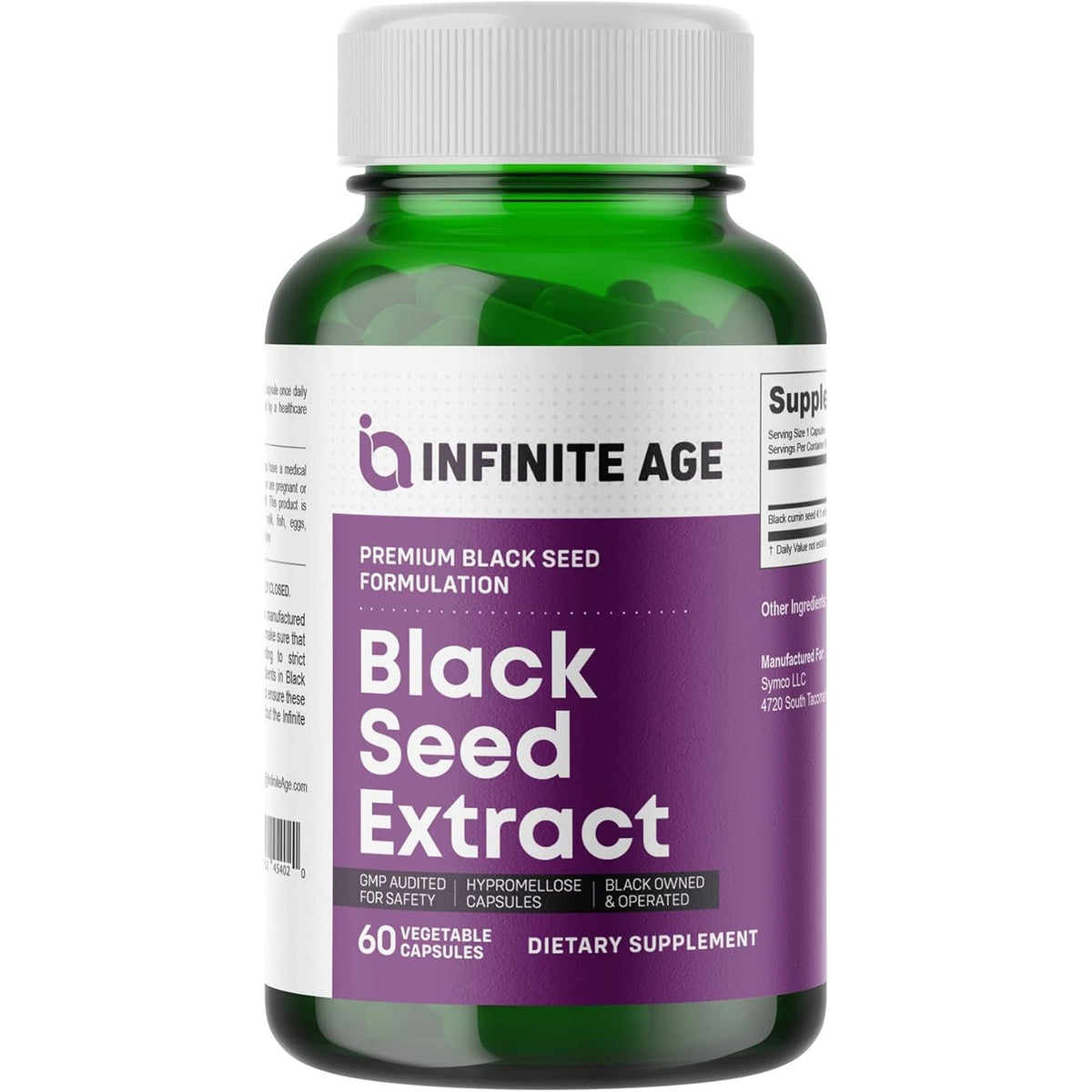 Infinite Age Dry Organic Black Seed Oil Extract Capsules, 60 Count - Nigella Sativa Immune Booster for Optimal Skin, Hair, Memory, Focus, Brain Health and Immunity - Thymoquinone Supplement