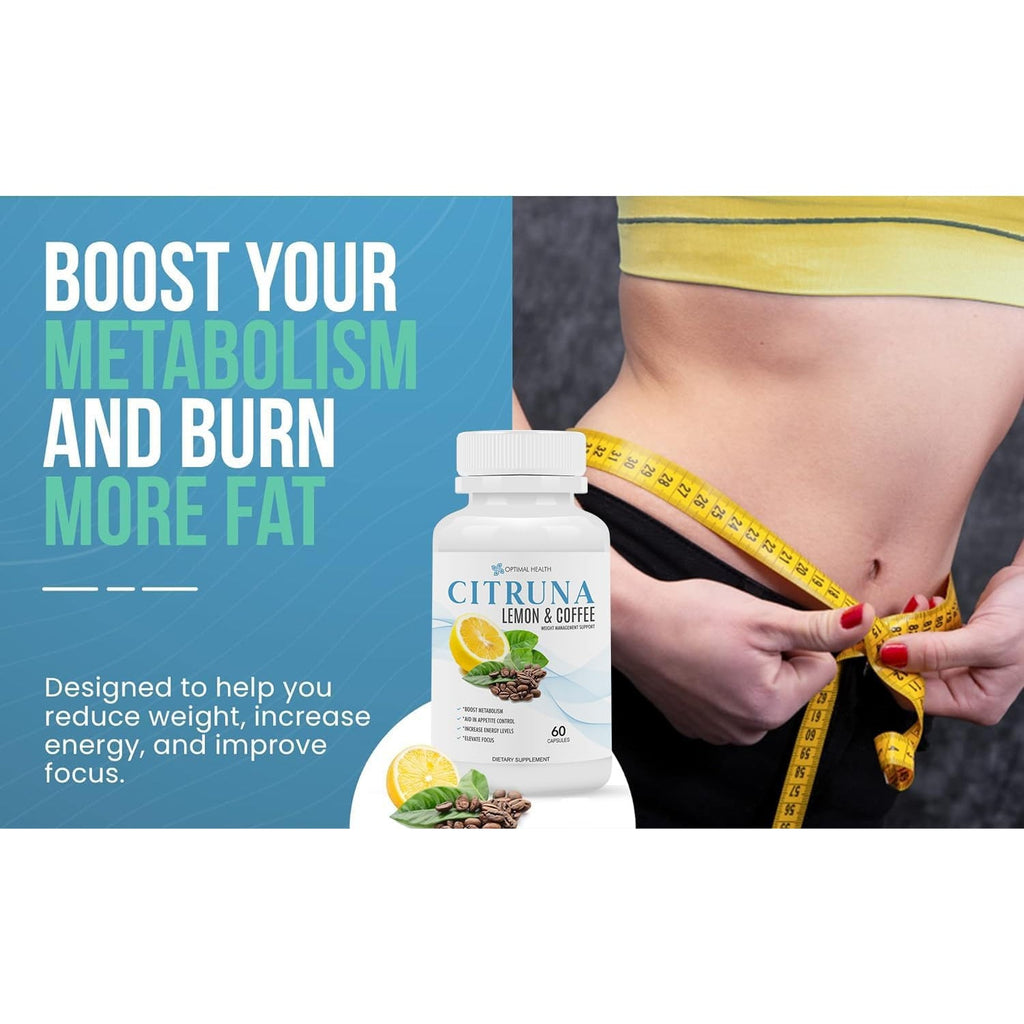 Lemon and Coffee Fat Burner - for Men and Women - Burn Fat, Boost Metabolism, Increase Energy Levels, Aid in Appetite Control, Elevate Focus - 60 Capsules