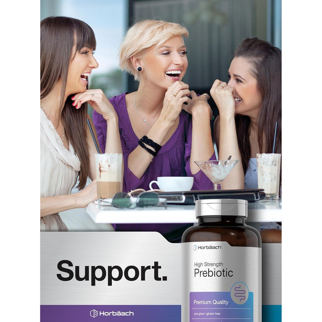 Horbäach Prebiotic for Men and Women | 120 Powder Pills | High Strength & Premium Quality Supplement | Non-Gmo & Gluten Free Quick Release Capsules