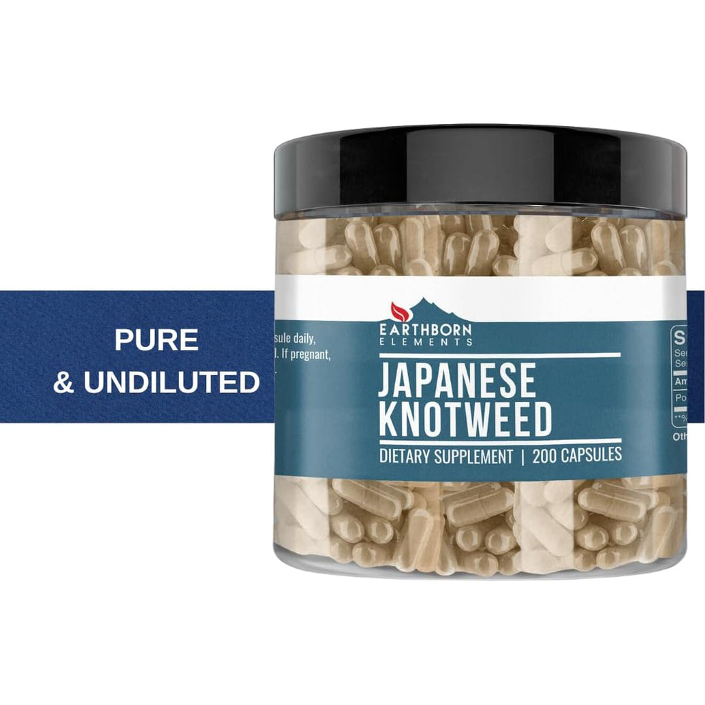 Earthborn Elements Japanese Knotweed Extract 200 Capsules, Pure & Undiluted, No Additives