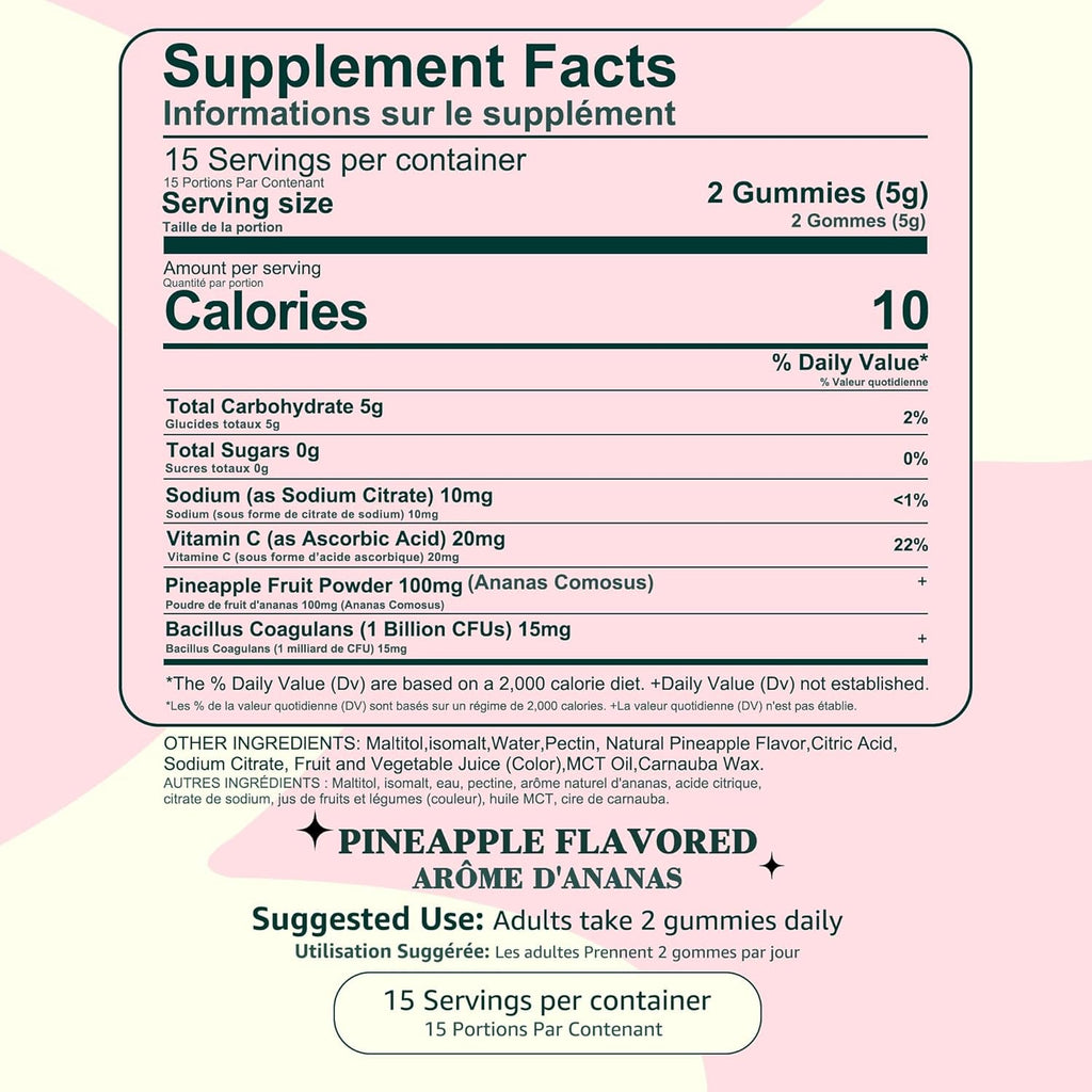 Premium Feminine Balance Gummies for Women - Pineapple Gummies for Women PH Balance Vaginal Probiotics for Women'S Health & Wellness, Vegan, Gluten-Free, Immune Support, 30 Counts