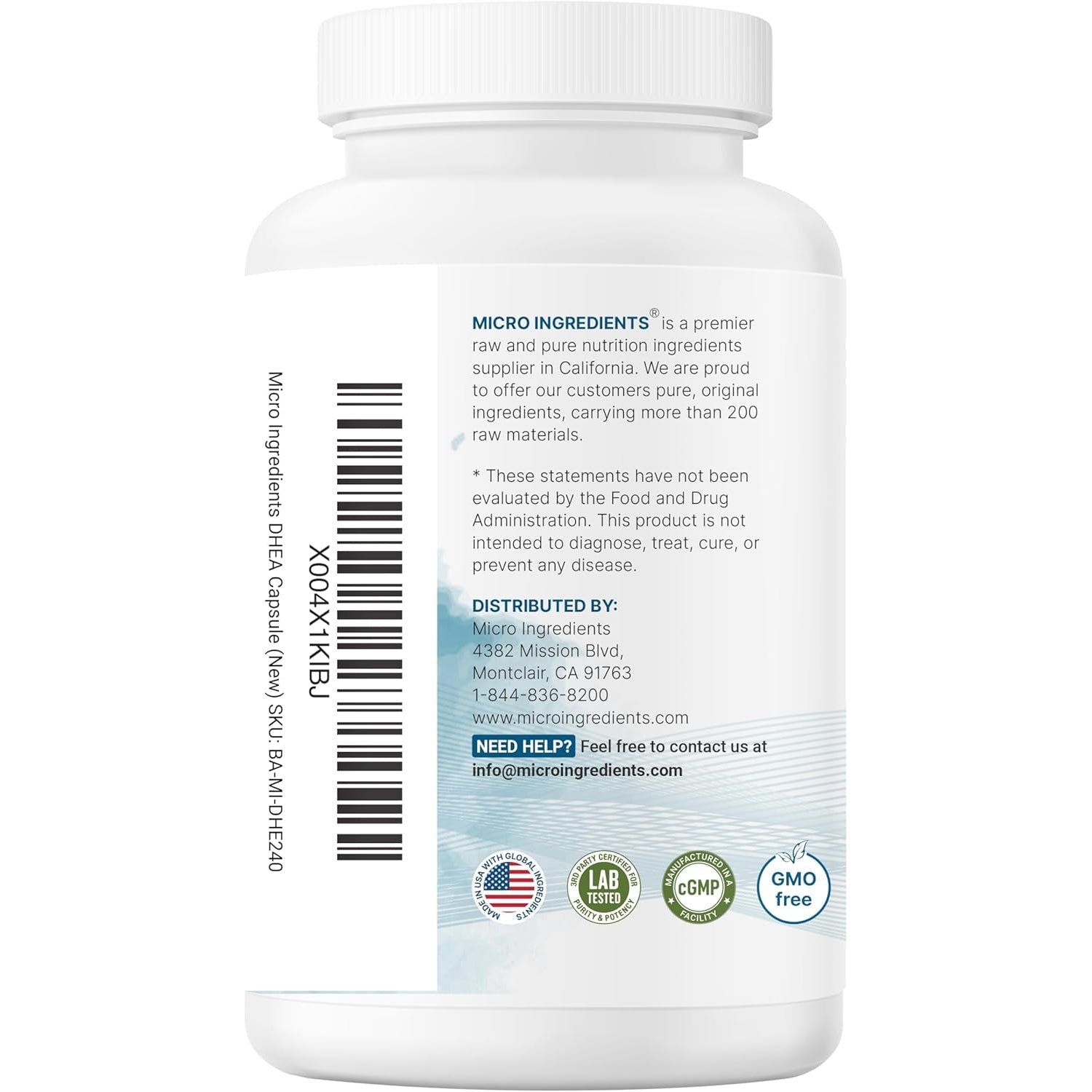 Micro Ingredients DHEA 100 Mg per Serving, 240 Capsules | Micronized DHEA Supplement for Women & Men | Non-Gmo, Gluten Free, Soy Free