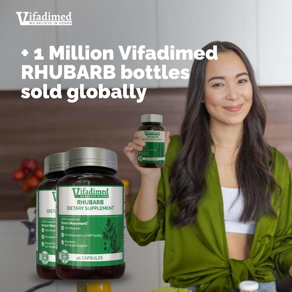 Rhubarb,Gut Motility Activator for Bowel Movement & Constipation Relief,Regularity,Bloating & Gas Relief,Mucus Production Assist,Lining & Microbiome Support, 45 Capsules