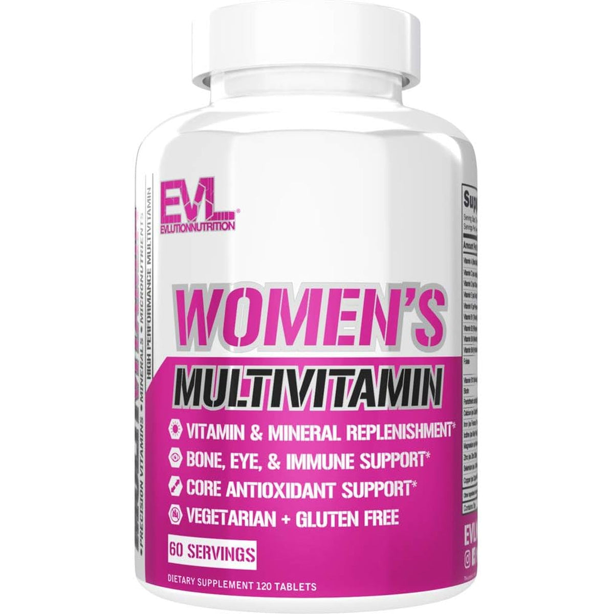 Evlution Nutrition Women'S Multivitamin - Full Spectrum Vitamins & Minerals, Immune Health, Vitamin C & D, Iron, Zinc, Antioxidants & Bioflavonoids, Skin, Hair, Bone, Eye Health, 120 Tablets, 60 Days