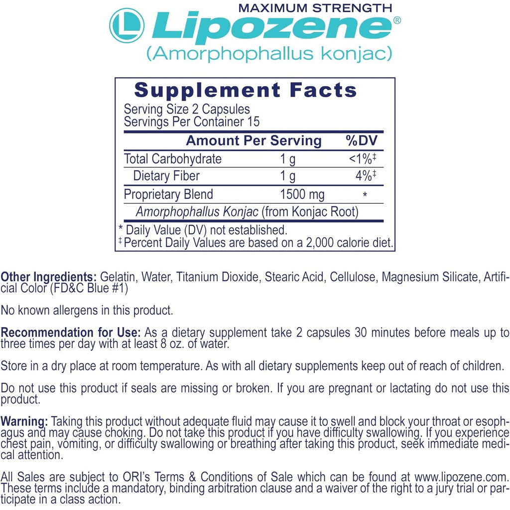 Lipozene Weight-Management Fiber Supplement, 2 Bottles (60 Capsules Total) + Metaboup plus 30Ct | Non-Stimulant Glucomannan Formula
