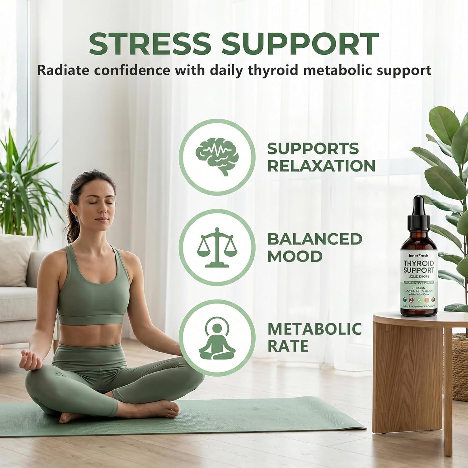 Innerfresh Thyroid Support Drops, Inner Fresh Thyroid Support Liquid Drops for Women, Hormone Balance & Healthy Metabolism Support, with Selenium, Zinc, Iodine, L-Tyrosine & Ashwagandha (1)