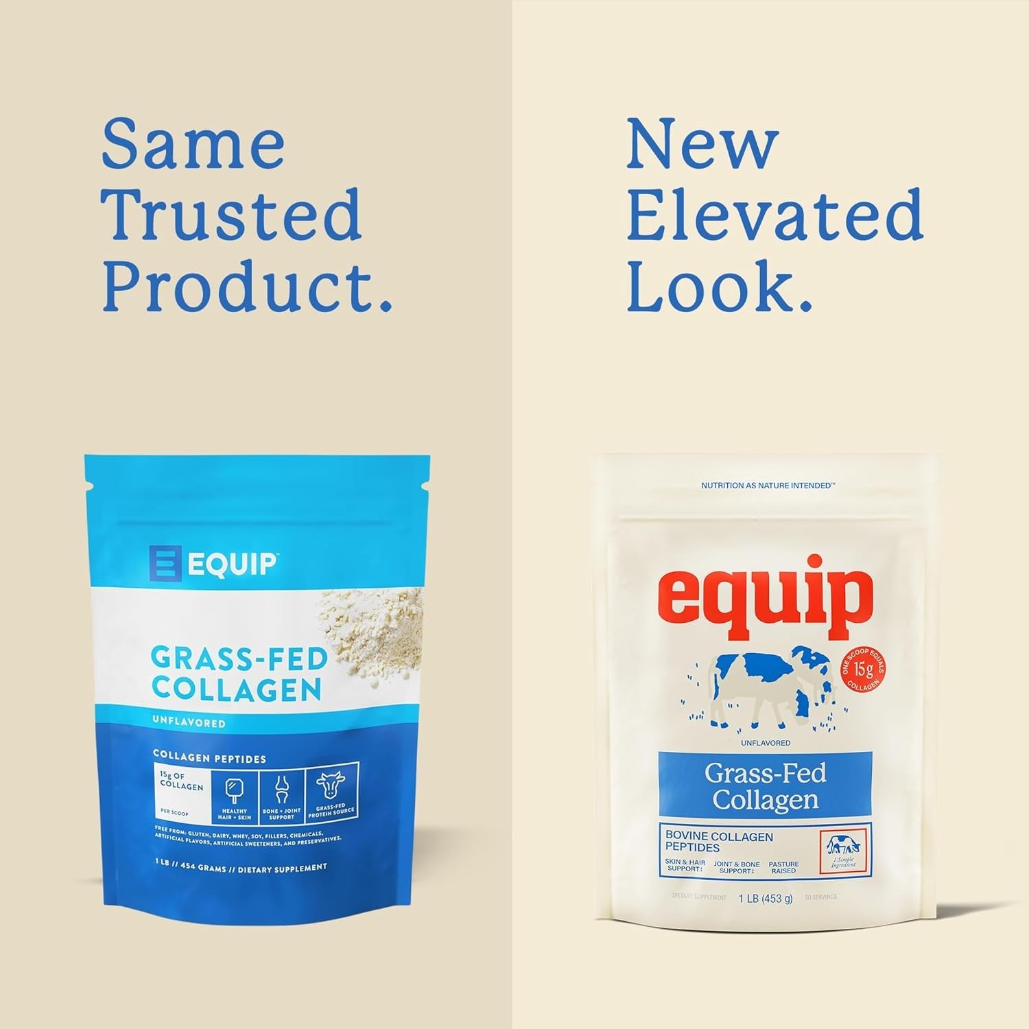 Equip Foods Grass Fed Collagen Powder | Hydrolyzed Bovine Collagen Peptides with Amino Acids | Prime Beef Collagen for Healthy Joints, Skin & Nails | Non-Gmo, Paleo Friendly | 30 Servings, Unflavored