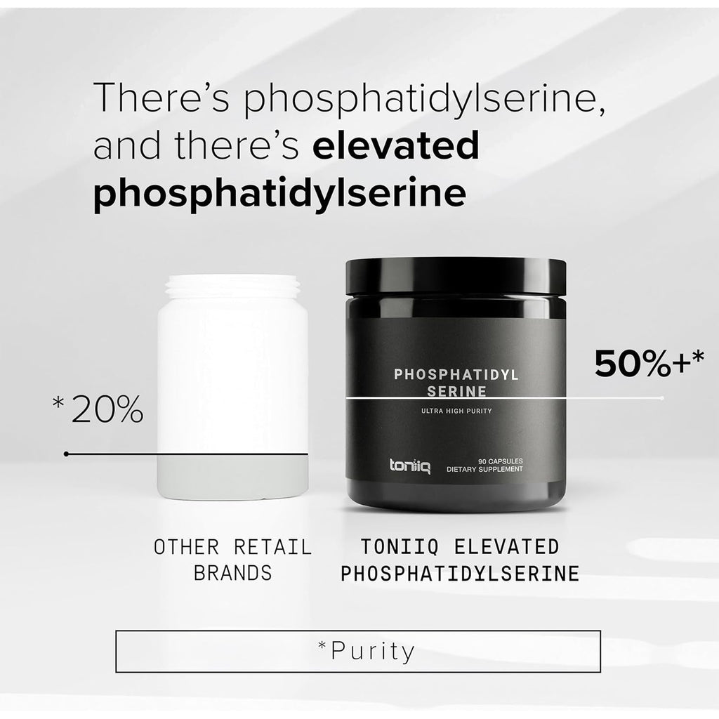 Toniiq Phosphatidylserine - 400Mg Formula - World’S First 50% Purity - Highest Purity in the US - Soy Free Phosphatidylserine Supplement - 90 Veggie Capsules