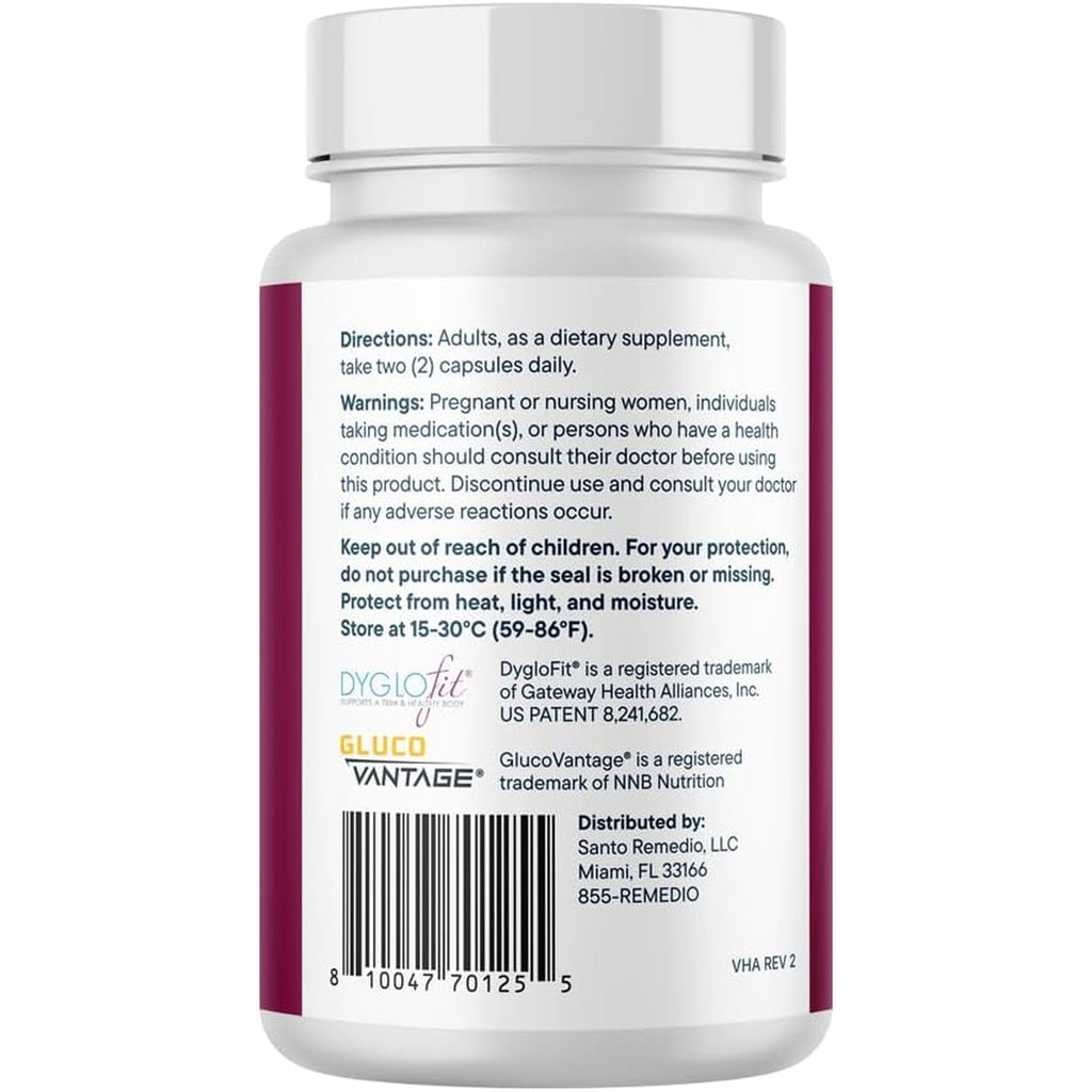 Santo Remedio Berberine, Dietary Supplement, Vegetarian, No Added Sugar, 60 Capsules, 30 Servings.