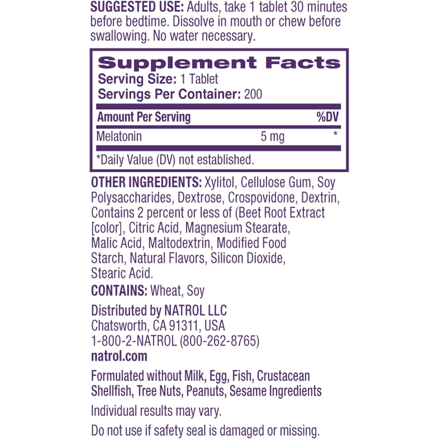 Natrol Melatonin 5Mg Fast Dissolve Tablets, Sleep Support Supplements for Adults, Strawberry Flavor, 200 Tablets, up to 200 Day Supply