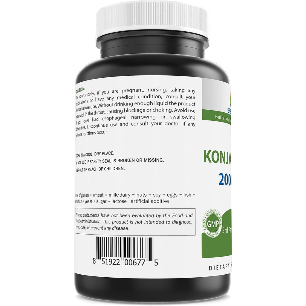 Brieofood Konjac Root Glucomannan 2000 Mg per Serving - 180 Vegetarian Capsules