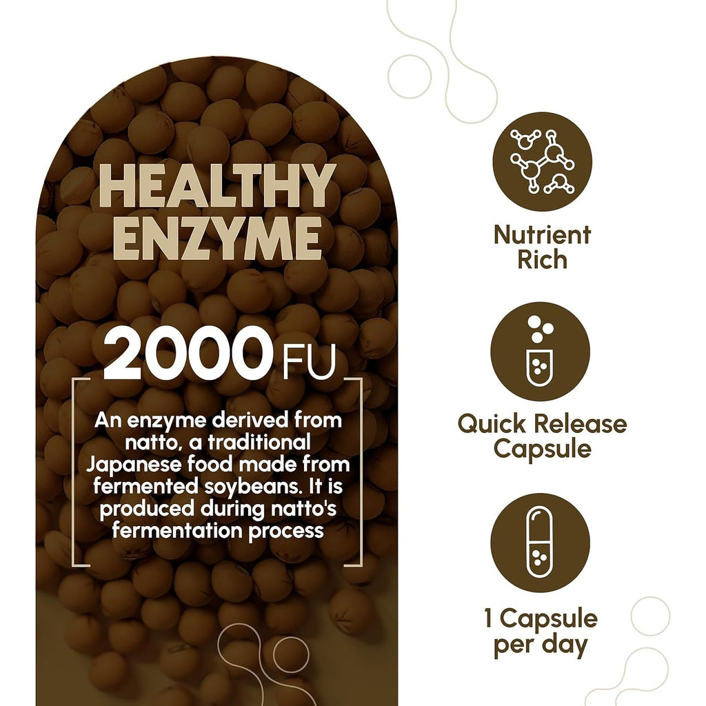 Nattokinase Supplement - 2000 FU of Enzyme - 270 Capsules of Nattokinase 100Mg - Gluten Free, Non-Gmo, Vegan