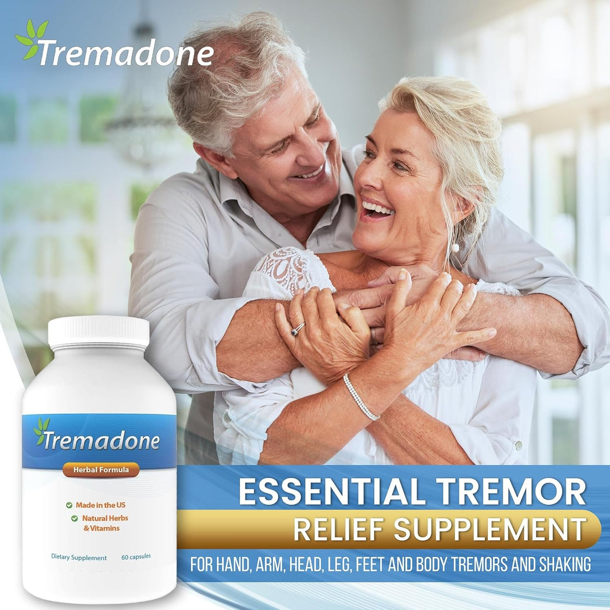 Essential Tremor Relief Supplement for Hand, Arm, Head, Leg, Feet and Body Tremors and Shaking - All Natural, Gluten Free, Dairy Free by Nutriganix (1)