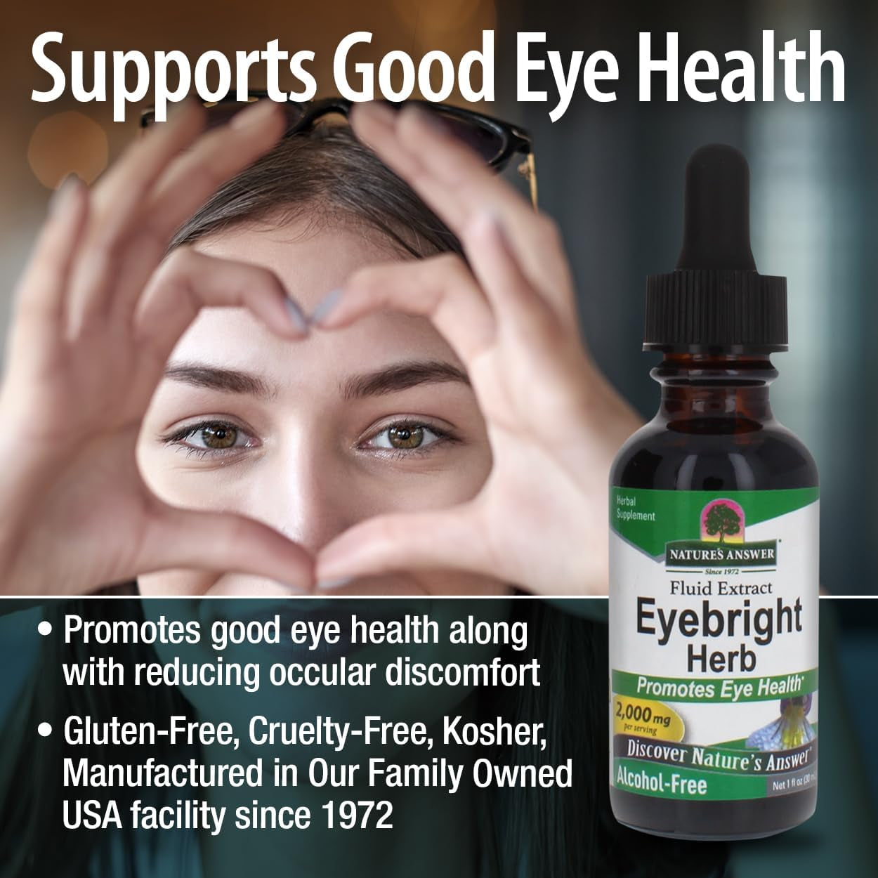 Nature'S Answer Eyebright Herb | Supports Healthy Eyes & Vision | Non-Gmo | Alcohol-Free, Gluten-Free, Kosher Certified, Vegan & No Preservatives 1Oz