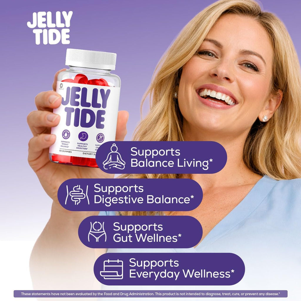 Jelly Tide Gummies - Official Jellytide Advanced Formula Premium plus Gummys All Natural Maximum Strength Jellytidegummies Support Vitamins Overall Health & Wellness, 60 Gummies for 1 Month