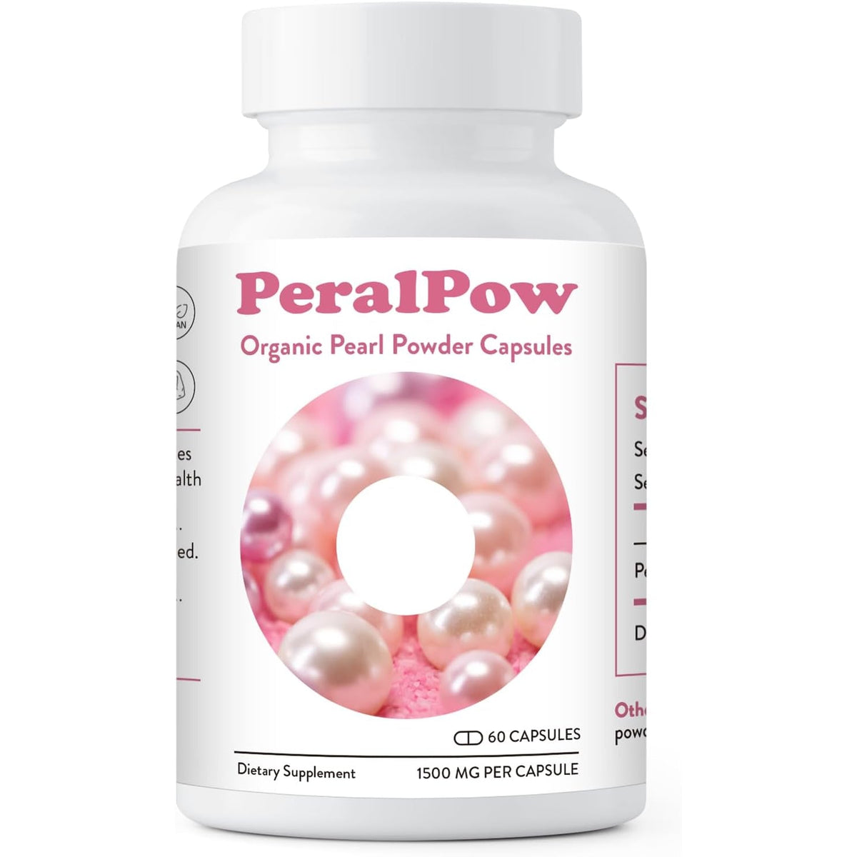 Organic Pearl Powder Capsules 1500Mg | Premium Pearl Extract for Skin Radiance, Eye Wellness & Nail Resilience | 100% Natural Calcium & Amino Acids | Non-Gmo, Vegan, 60 Capsules