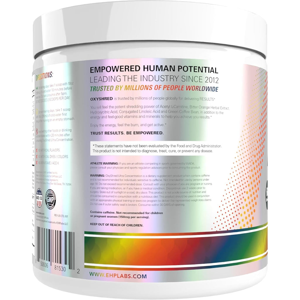 EHP LABS Oxyshred Pre Workout Powder - Preworkout Powder with L Glutamine & Acetyl L Carnitine, Energy Boost Drink - Gummy Snake, 60 Servings