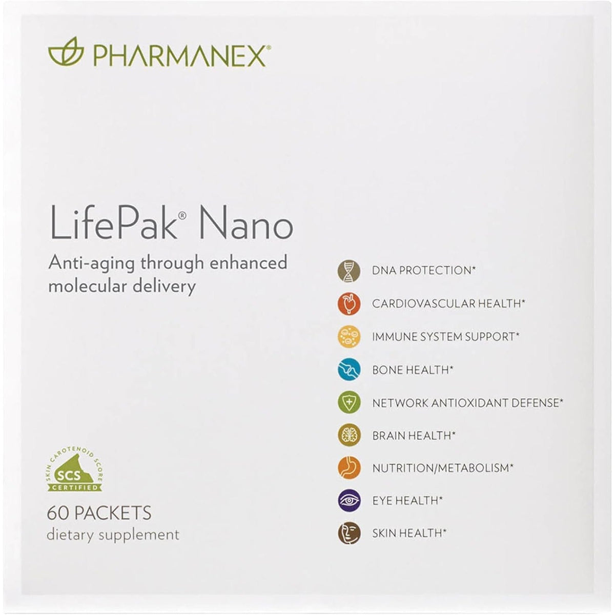 Nu Skin Pharmanex Lifepak Nano | Daily Supplement with Essential Nutrients | Boosts Overall Health, Immunity, and Vitality | Convenient & On-The-Go Nutrient Packets for Active Lifestyles | 60 Packets