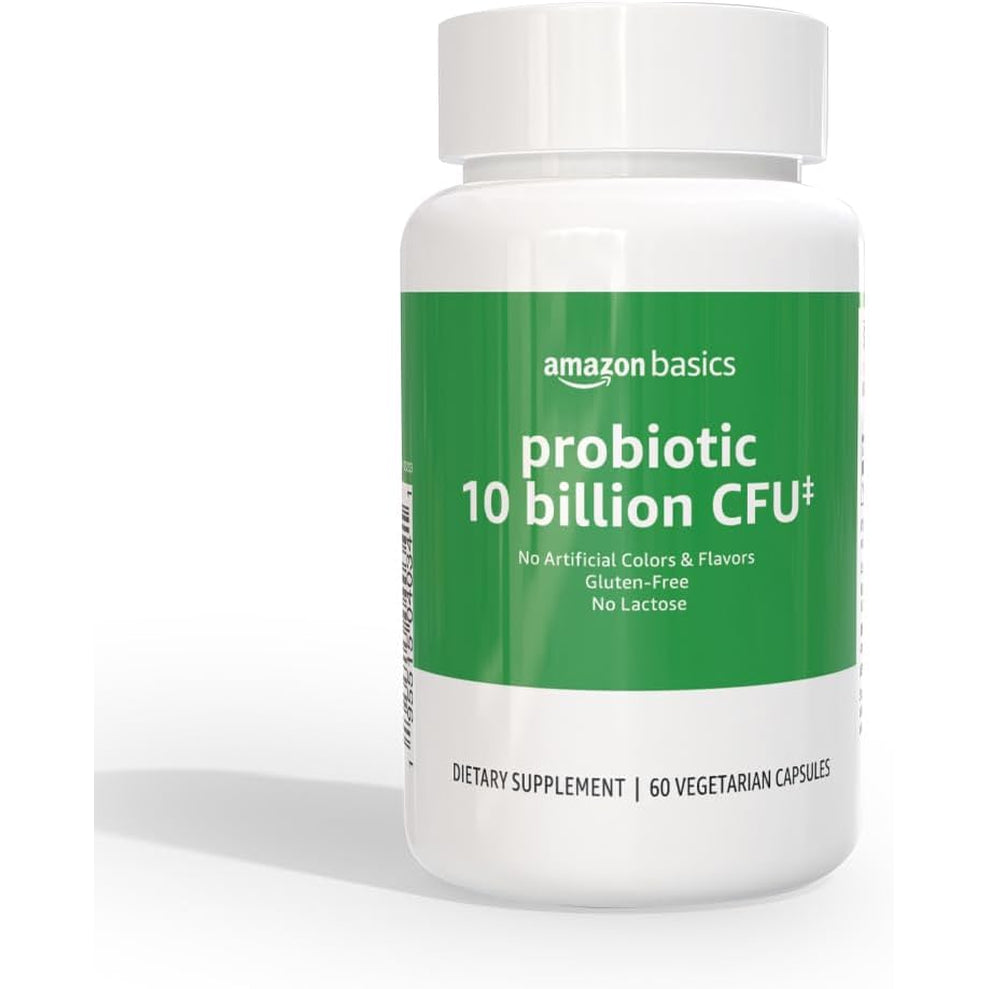 Amazon Basics Daily Probiotic, 10 Billion Active Cultures, Supporting Digestive and Intestinal Health, Capsule, 60 Count, Two Month Supply