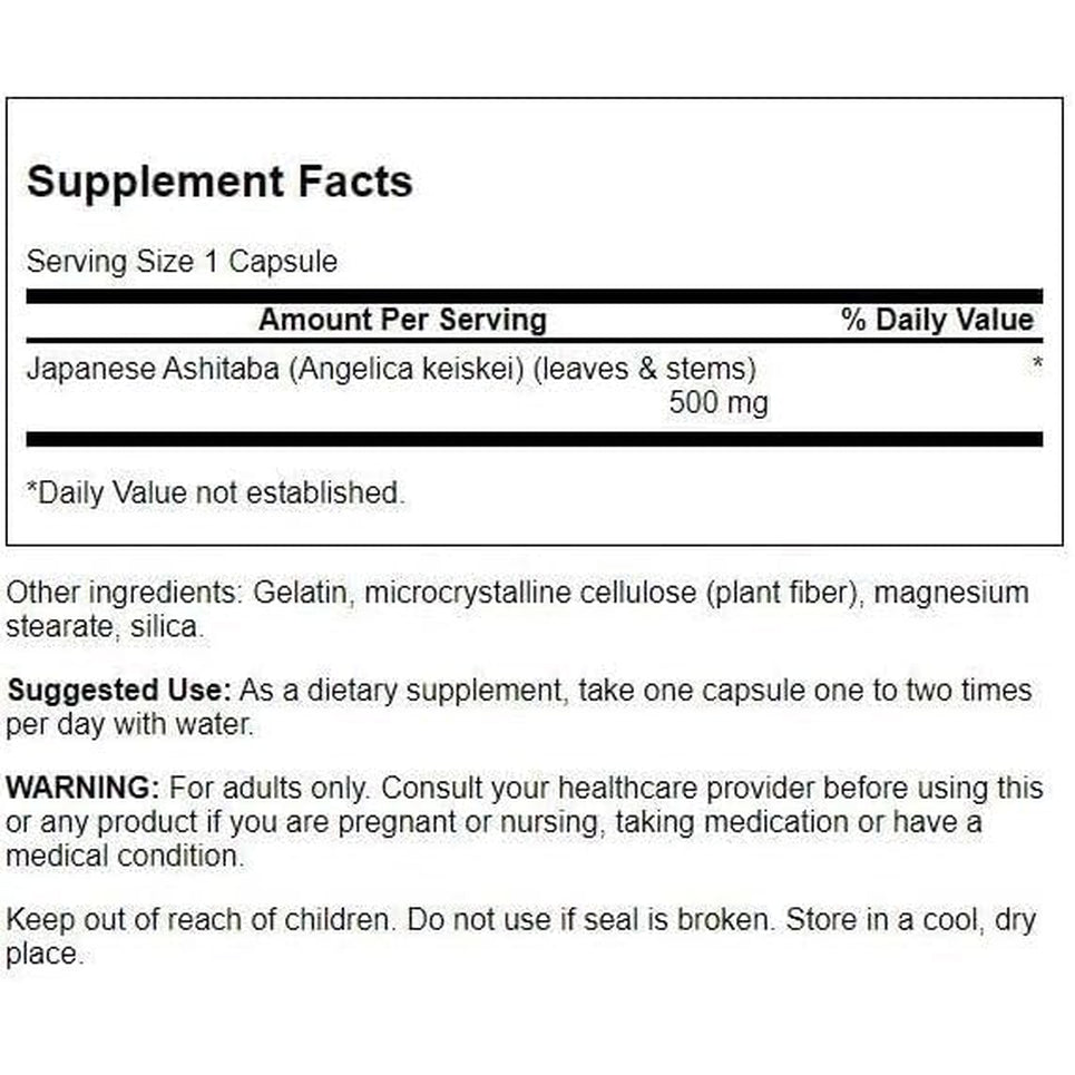 Swanson Japanese Ashitaba - Full Spectrum - Natural Formula for Immune System Support - (60 Capsules, 500Mg Each)