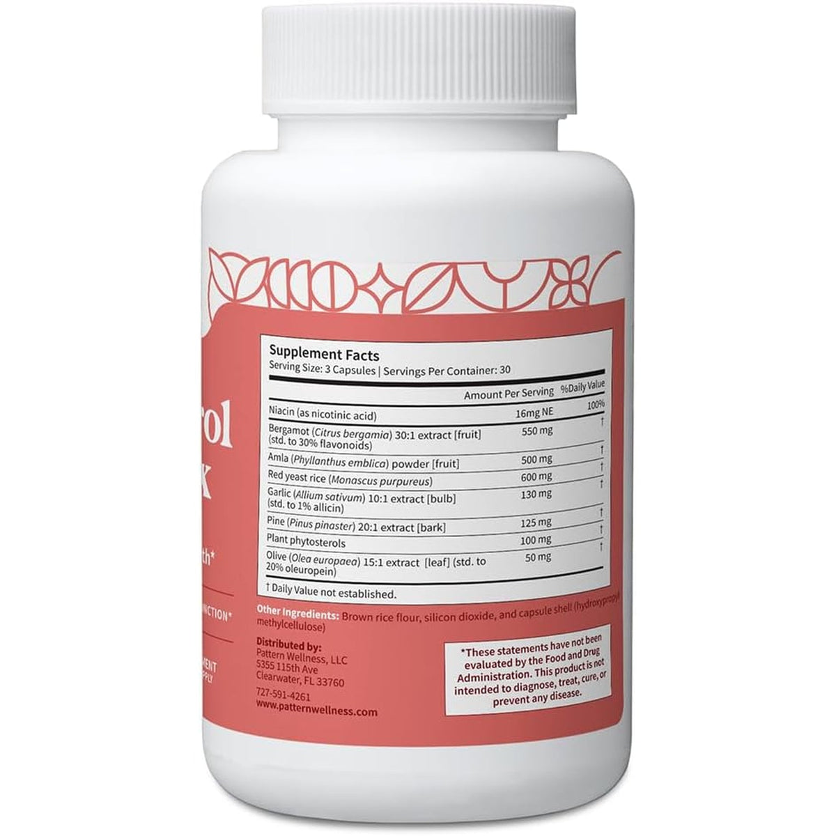 Pattern Wellness Cholesterol Complex Supplement – Supports Overall Well-Being – 3Rd Party Lab Tested – 90 Vegan Capsules