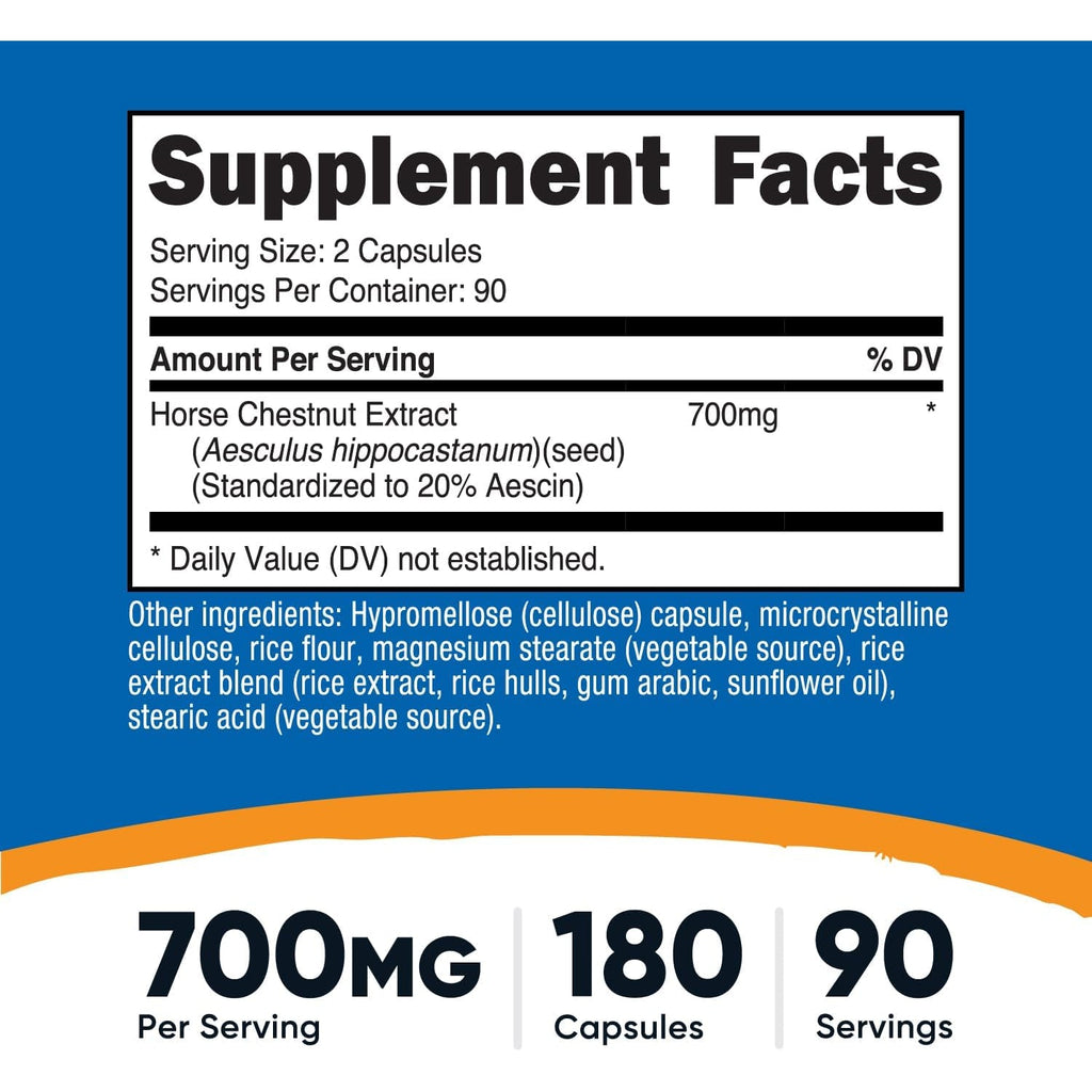 Nutricost Horse Chestnut Extract Capsules 700 MG per Serving, 180 Capsules, 90 Servings - Non-Gmo, Vegan