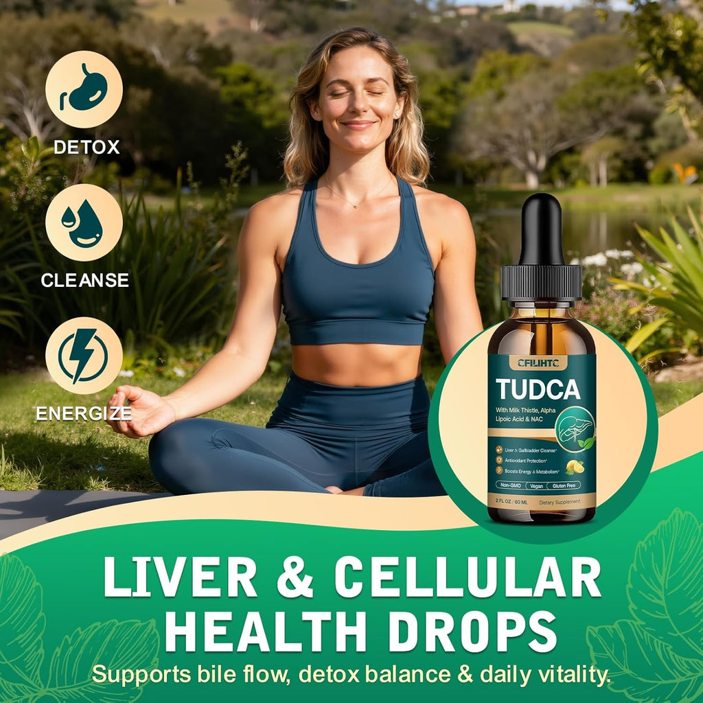 TUDCA Bile Salts 1200Mg Liquid Drops - Advanced Tudca Liver Supplement with ALA, NAC & Glutathione for Bile Flow, Gallbladder Health & Antioxidant Defense, High-Absorption, Lemon 2 Fl Oz