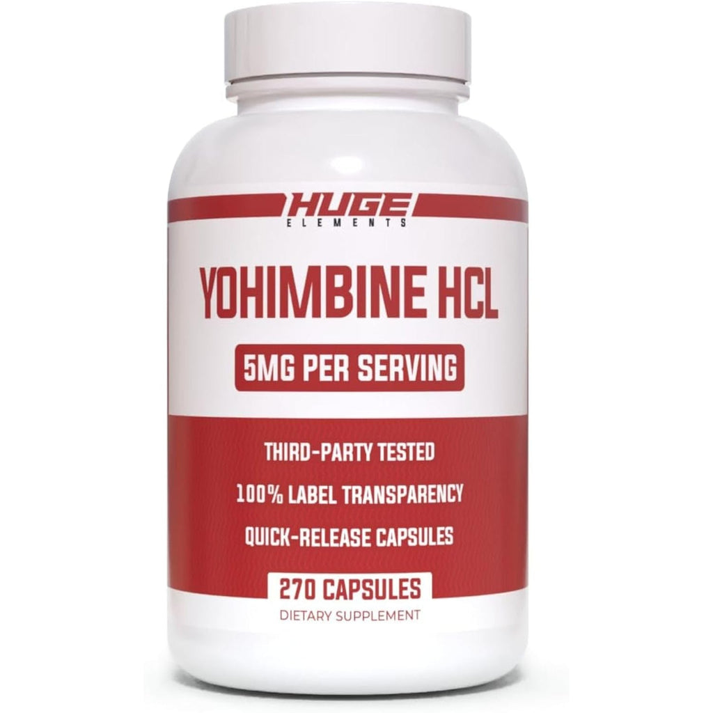 Huge Supplements Yohimbine Hcl 5Mg, Third Party Tested, Fat Loss & Energy Support, Advanced Performance Formula for Body Recomposition - 270 Veg Capsules