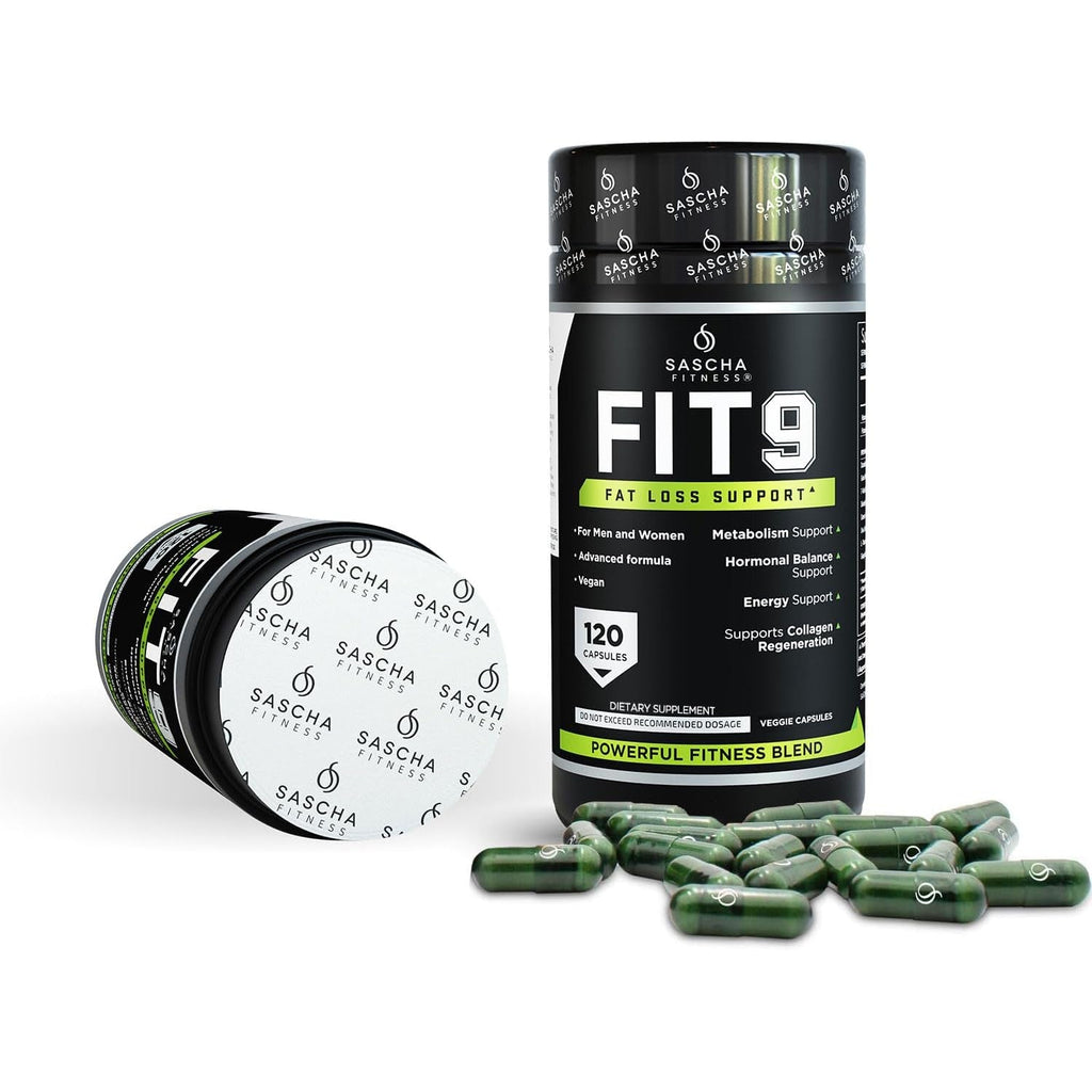 Sascha Fitness Fat Loss Pills | Collagen Support | Fluid Balance | FIT9 Ingredients: 7Keto + Uva Ursi, Gotu Kola, L-Theanine,Gingko Biloba,Dim,Green Tea | Weight Loss Supplements-Vegan-120 Natural Cap