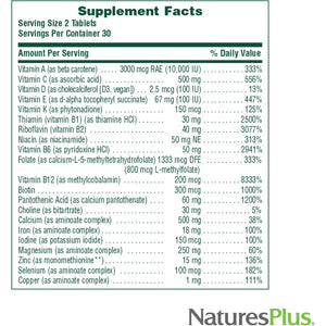 Naturesplus Source of Life Women - 60 Tablets - Multivitamin & Mineral Supplement - with Iron, Calcium, Folate & Lutein - Gluten Free, Vegetarian - 30 Servings