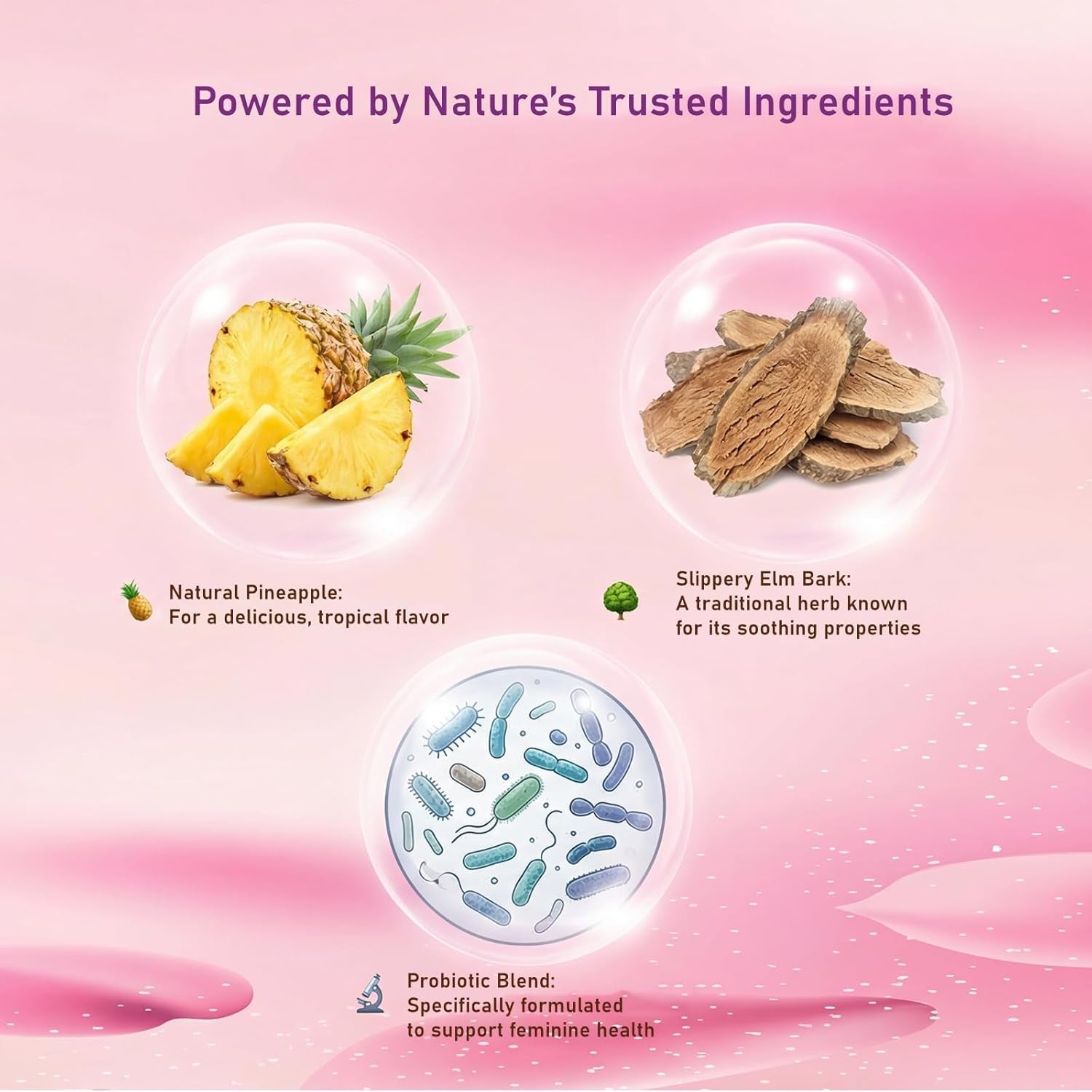Women'S Probiotics Gummies with Slippery Elm – Vaginal Health, Gut Health & Ph Balance Support, Pineapple Flavor – Gluten Free, Vegan (30 Servings)（Q2）
