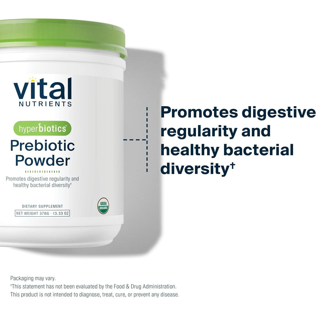 Hyperbiotics Vital Nutrients Organic Prebiotic Fiber Powder | Supports Gut Health and Digestive Regularity | Soluble Fiber Supplement for Women and Men | Vegan Organic Fiber Powder | 54 Servings