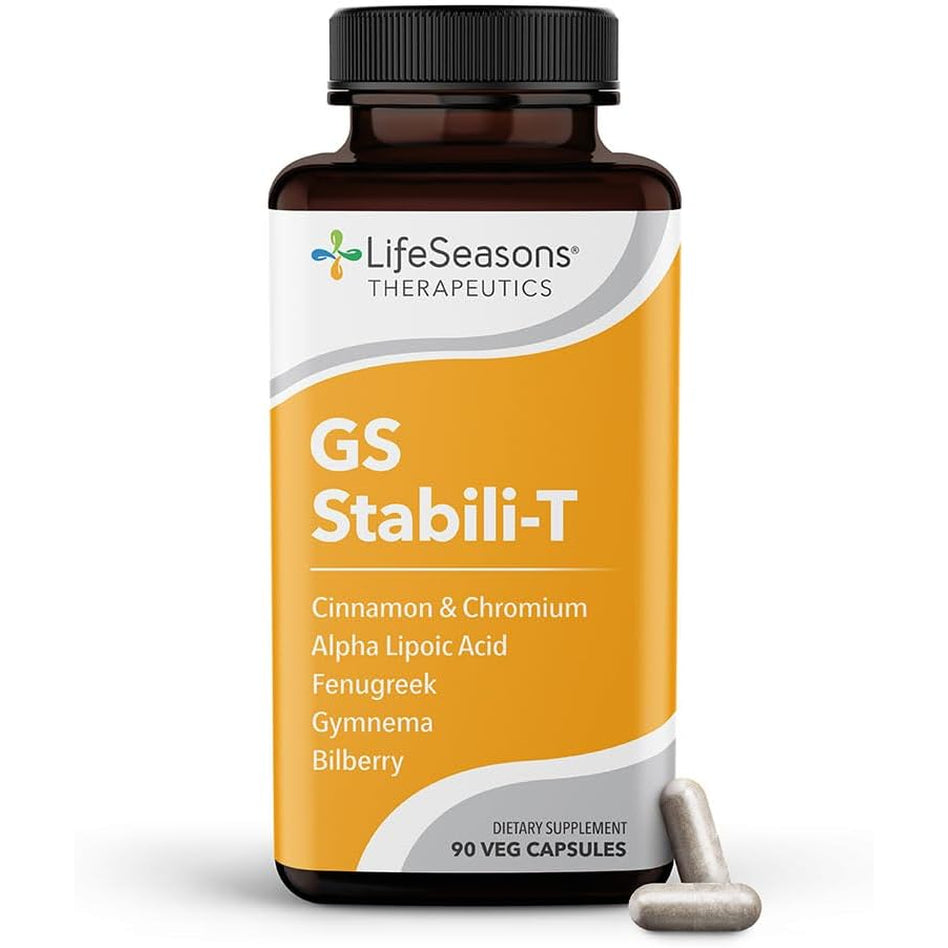 Lifeseasons GS Stabili-T - Blood Sugar Support Supplement - Healthy Circulation & Vision - Maintain Normal Levels - Chromium Cinnamon Gymnema Bilberry & Alpha Lipoic Acid - 90 Capsules