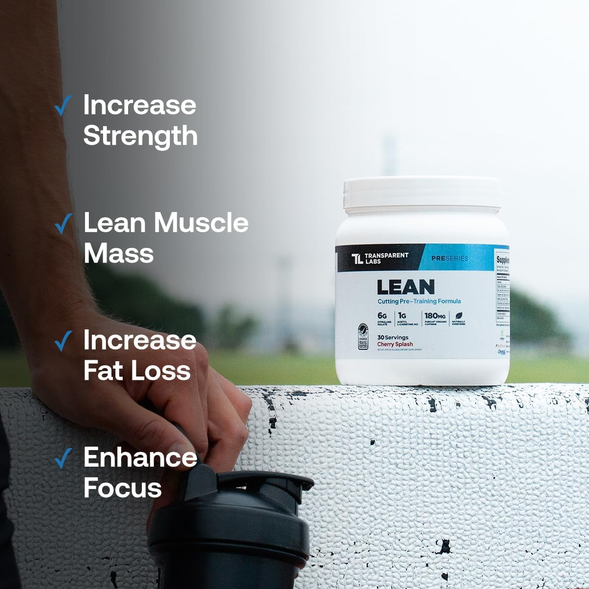 Transparent Labs Lean Pre-Workout - Body Recomposition Pre Workout for Men and Women with Acetyl L-Carnitine, Beta Alanine Powder, & Purcaf Organic Caffeine Powder - 30 Servings, Strawberry Lemonade