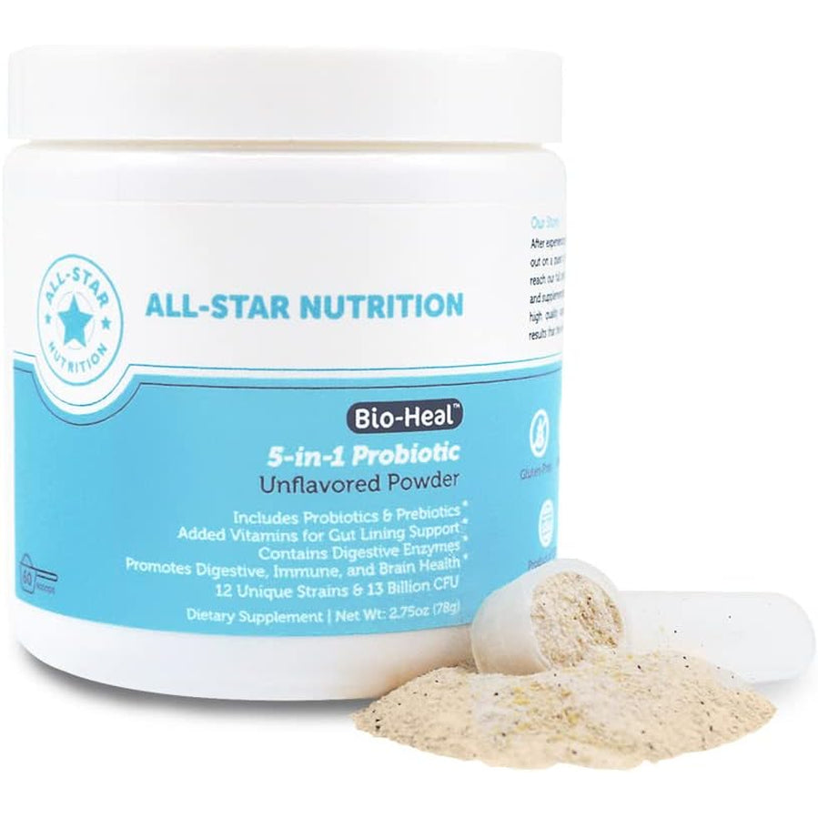 5-In-1 Bio-Heal® Probiotic for Kid, Men & Women (Powder) - Best Supplement for Brain Function, Gut Health & Constipation - Shelf Stable & Fortified with Vitamins, Minerals & Prebiotics